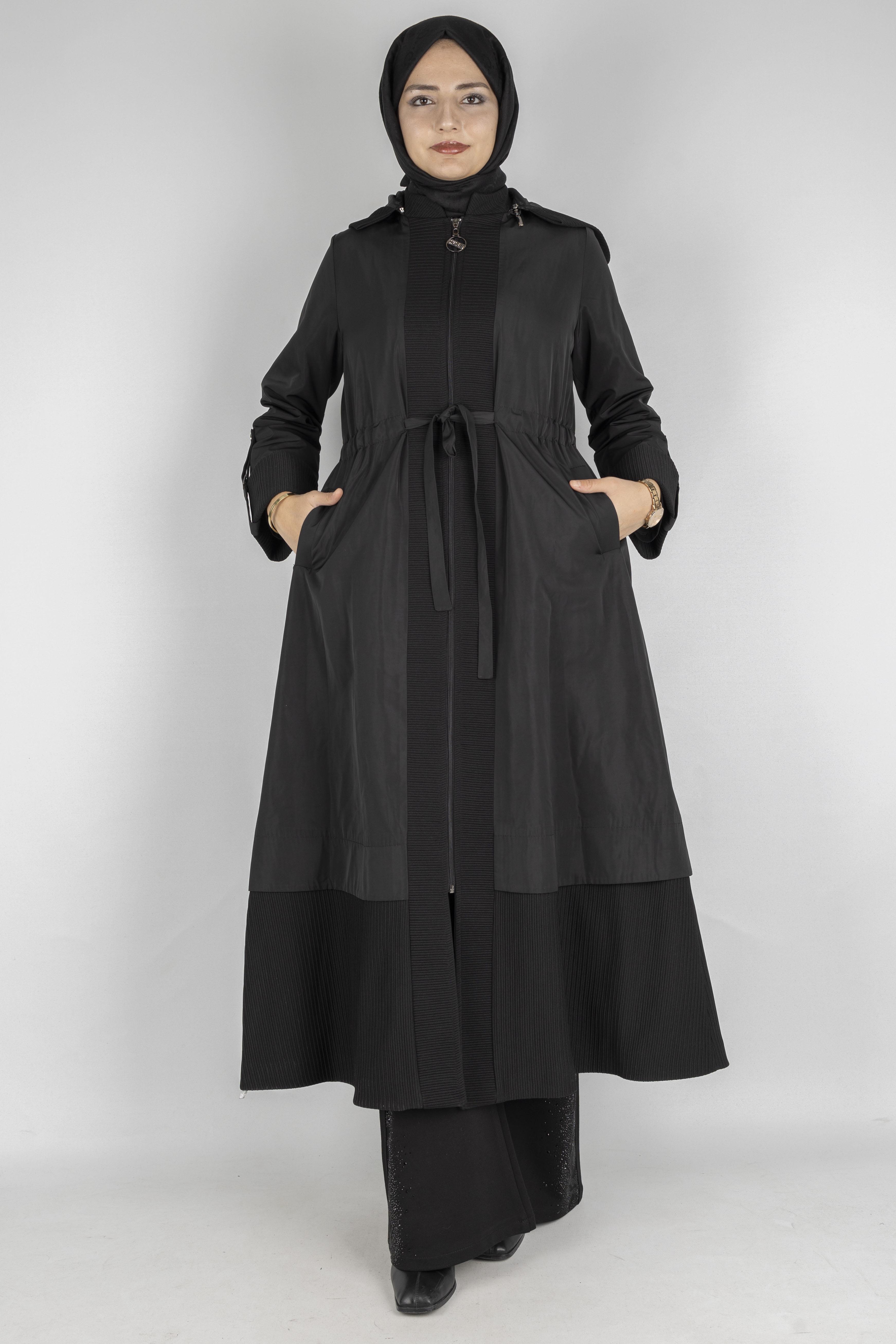 Orhan Store Astarlı Bağcıklı Uzun Kap Siyah OTW1476