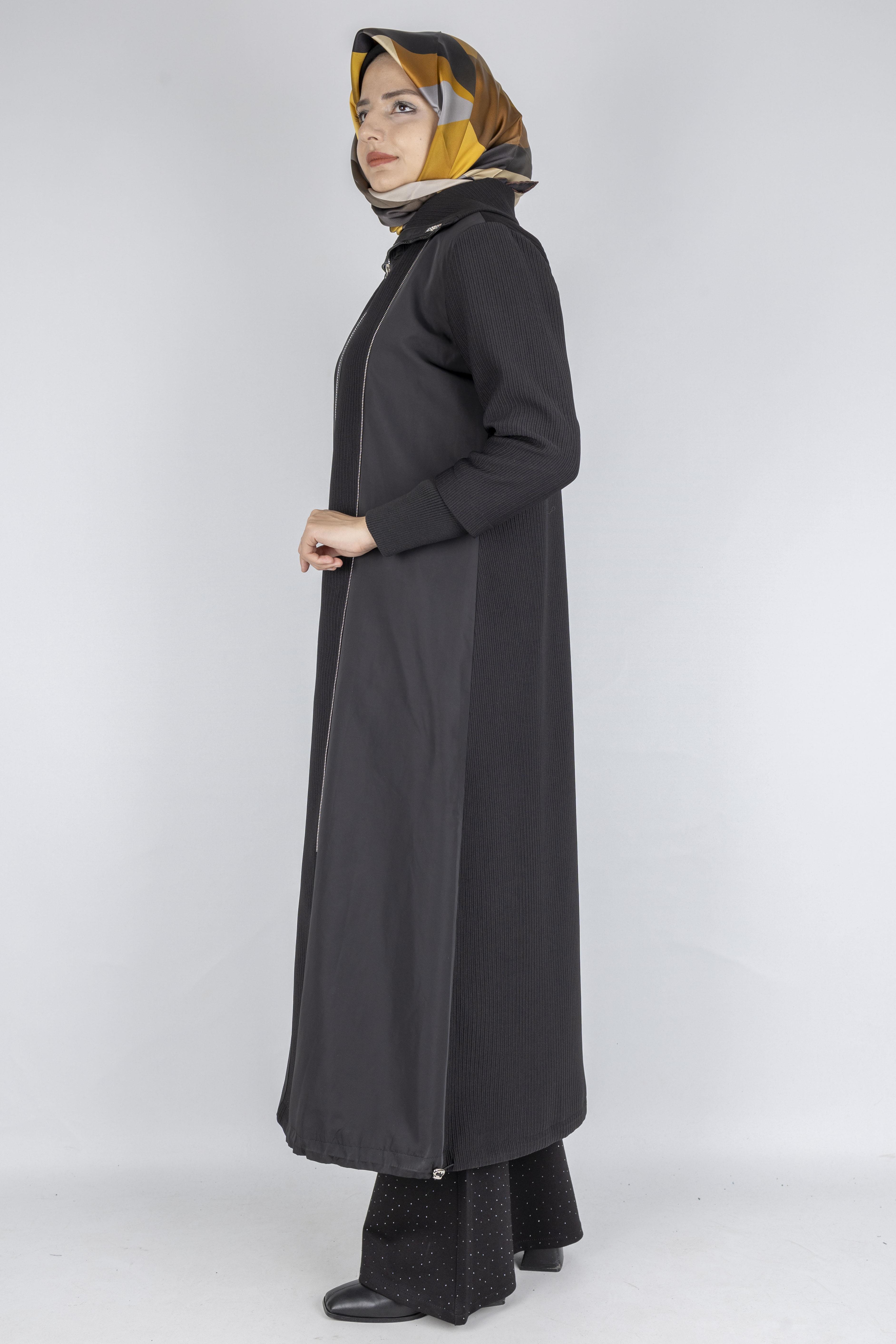 Orhan Store Astarlı Paraşüt Detaylı Tesettür Kap Siyah OTW1582