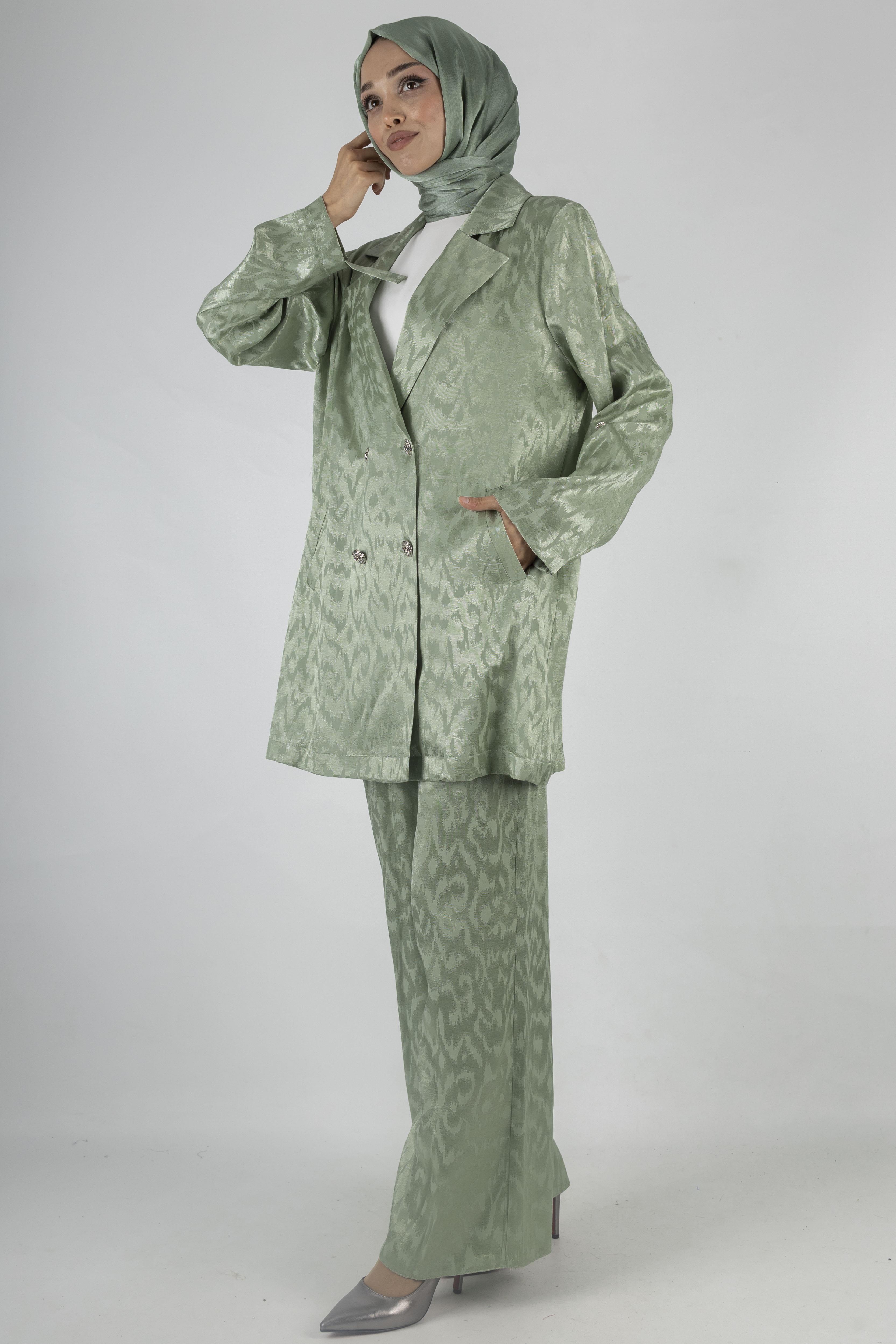 Orhan Store Astarsız Jakar Blazer Takım Mint OTW2616