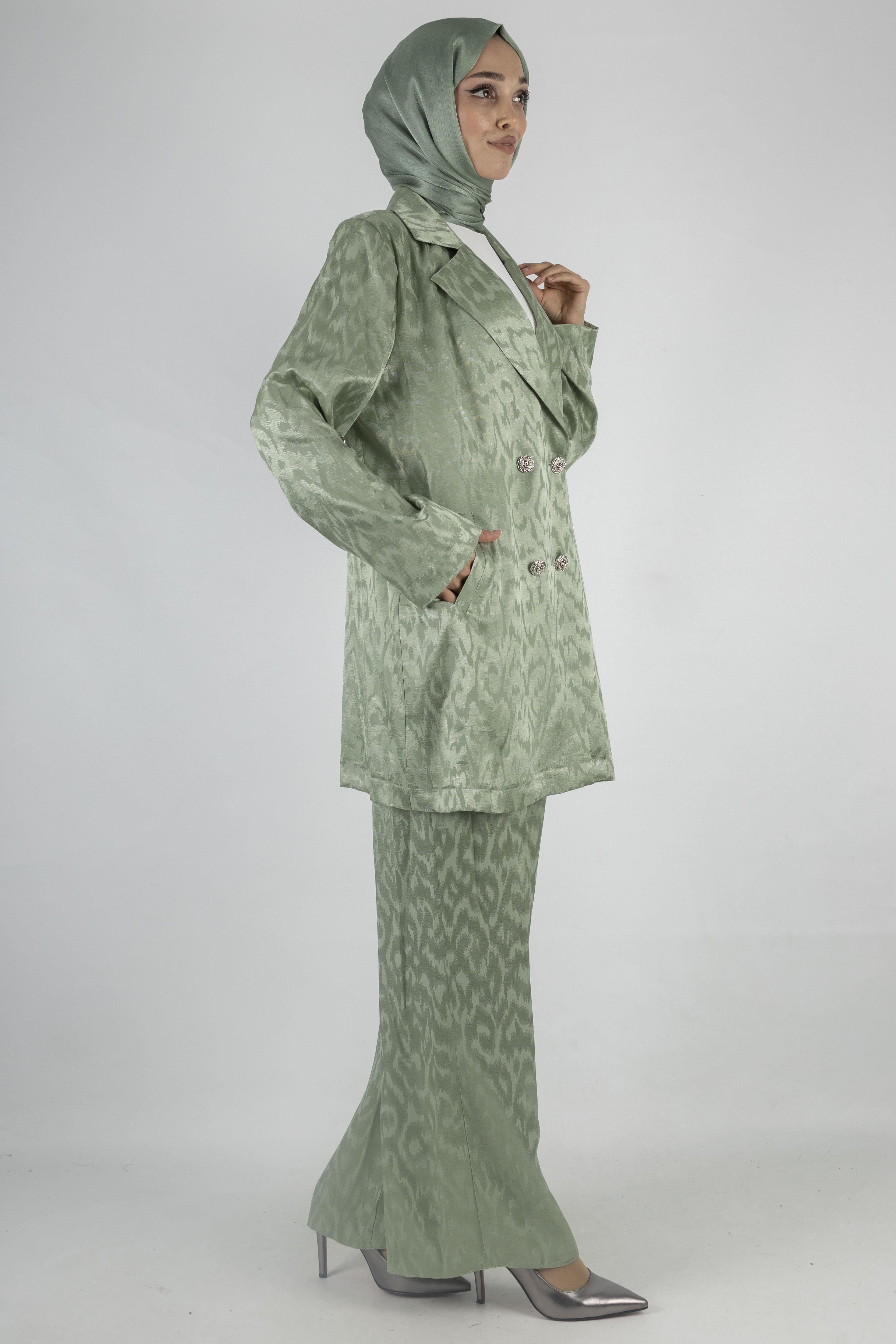 Orhan Store Astarsız Jakar Blazer Takım Mint OTW2616