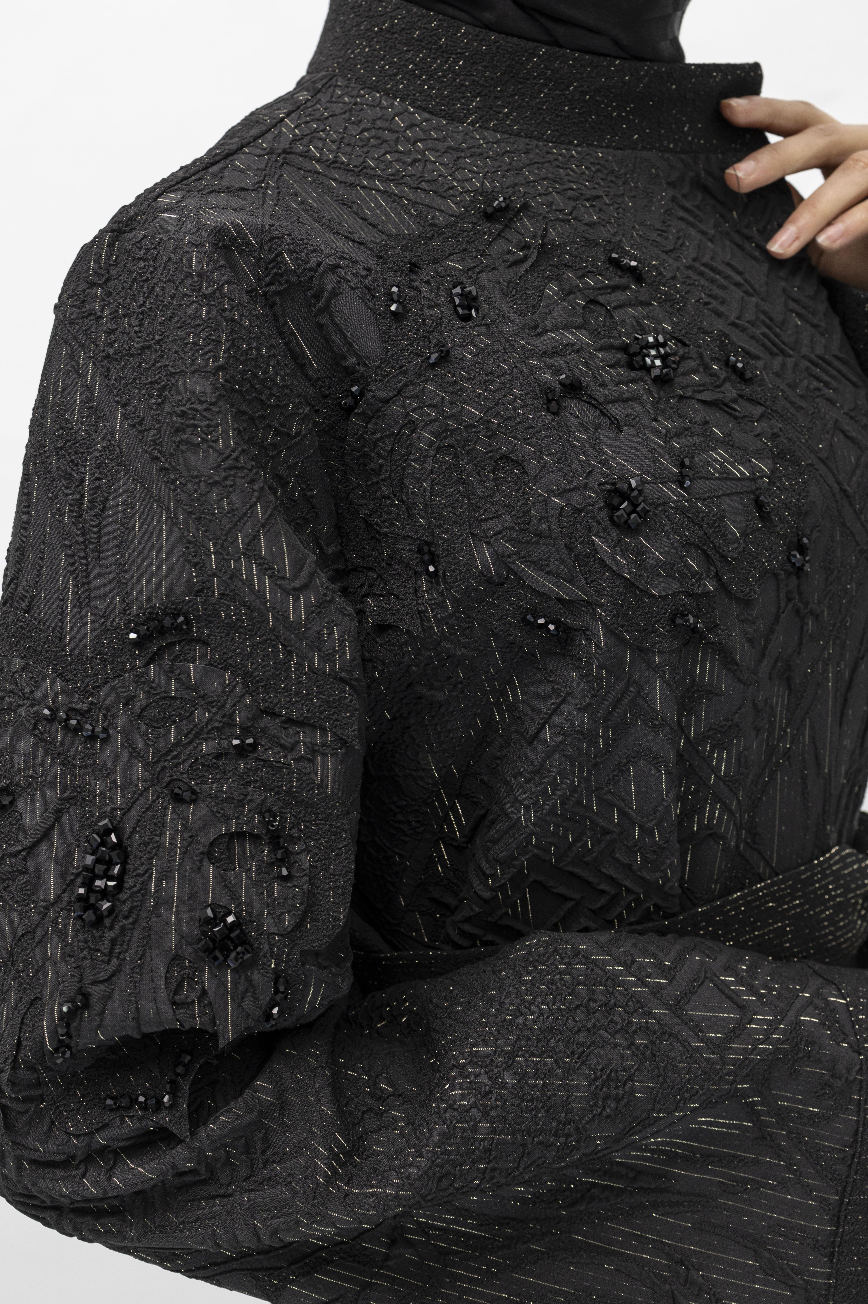 Orhan Store Boncuk Detaylı Jakar Kap Siyah OTW1527