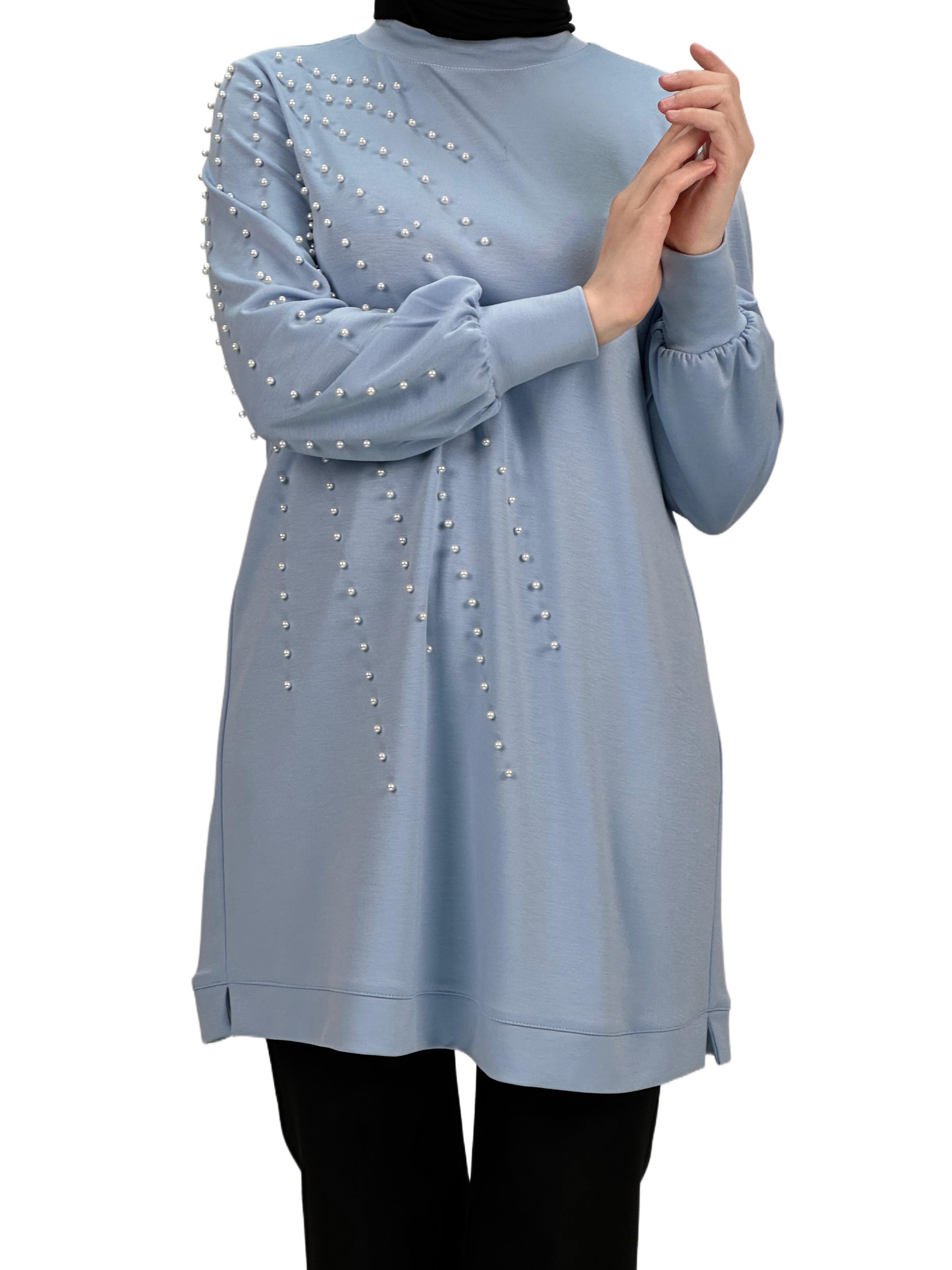 Orhan Store Boncuk Detaylı Tunik Mavi OTW1249