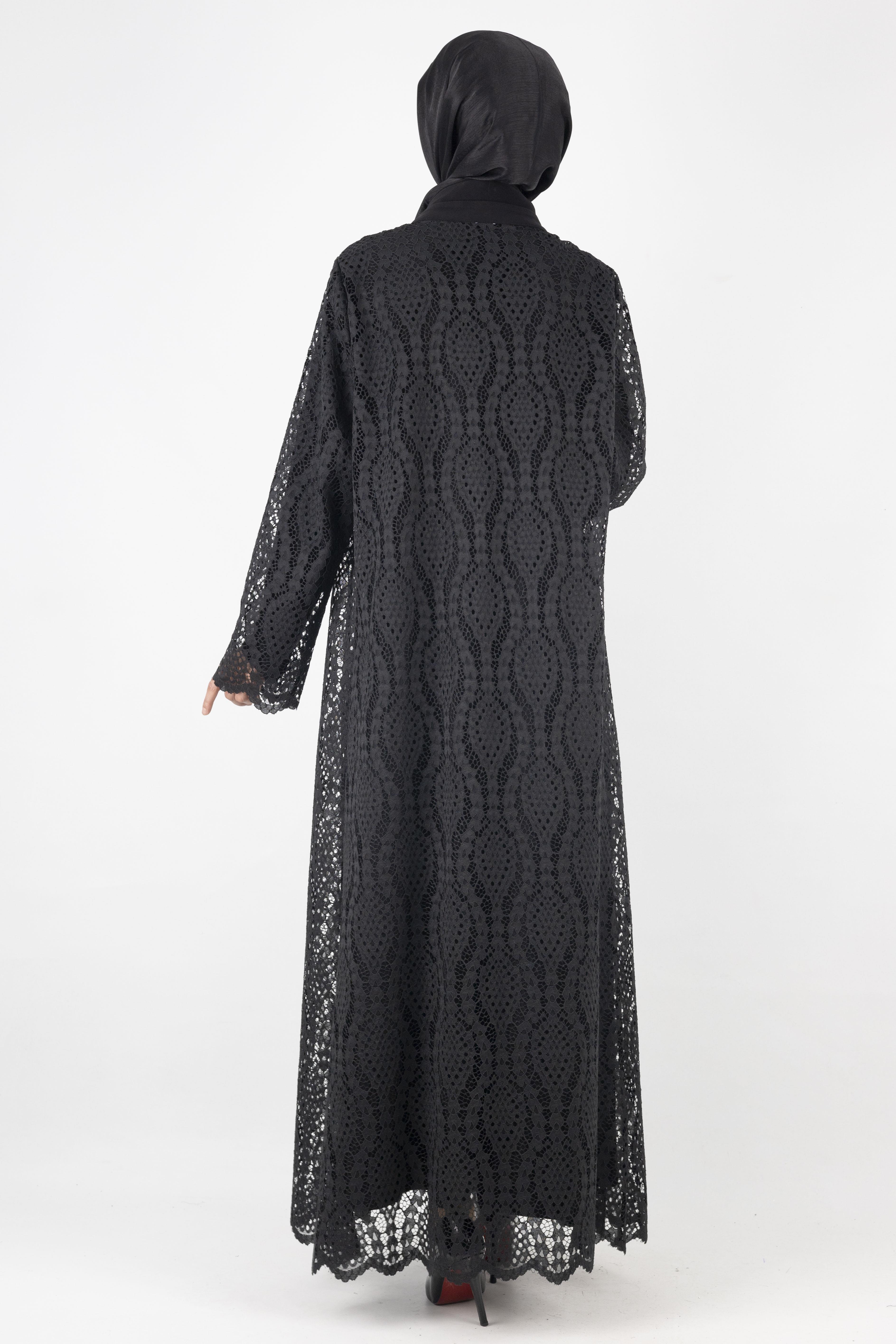 Orhan Store Büyük Beden  Abaya Takım Siyah OTW2479