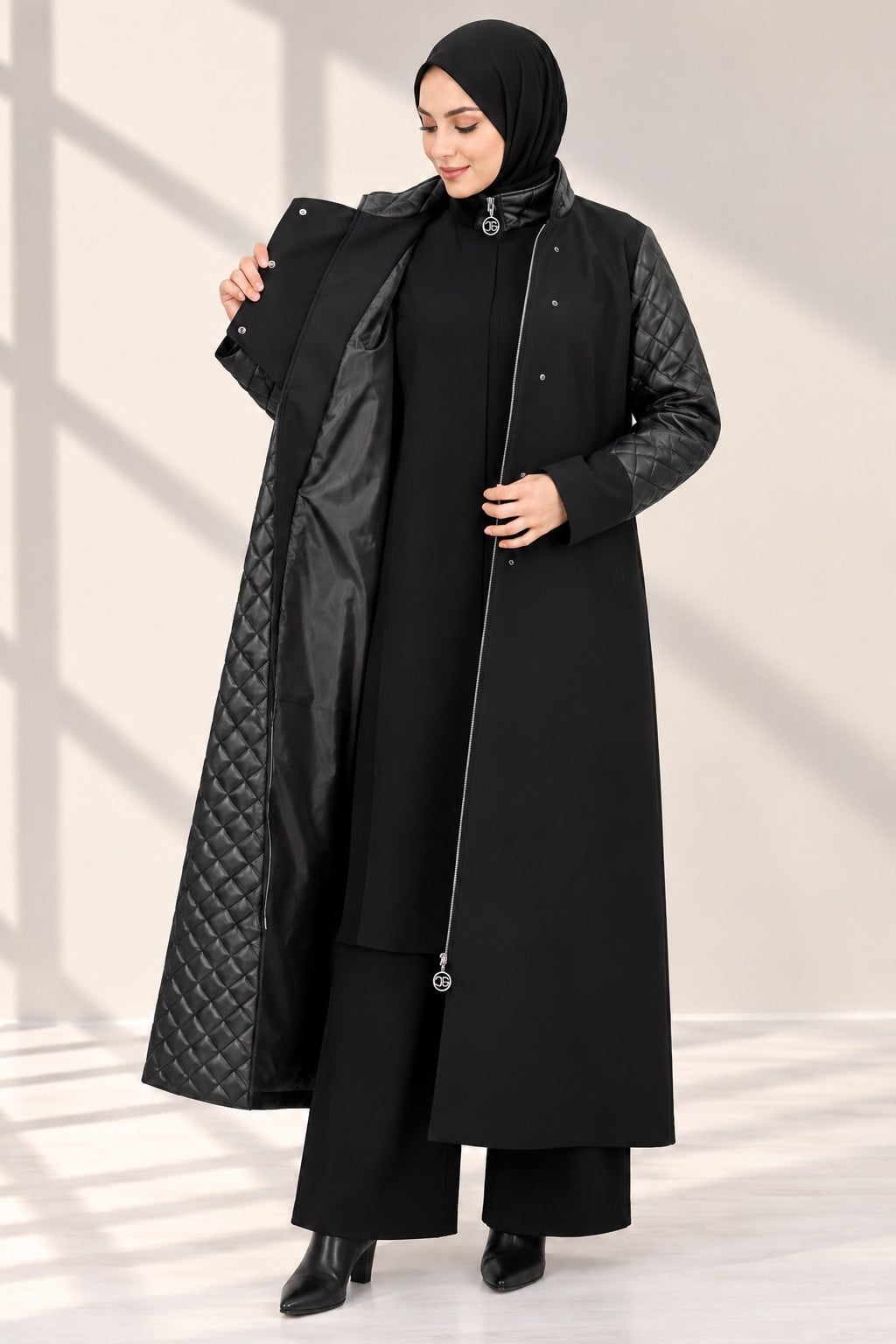 Orhan Store Büyük Beden Mont Siyah OTW1048