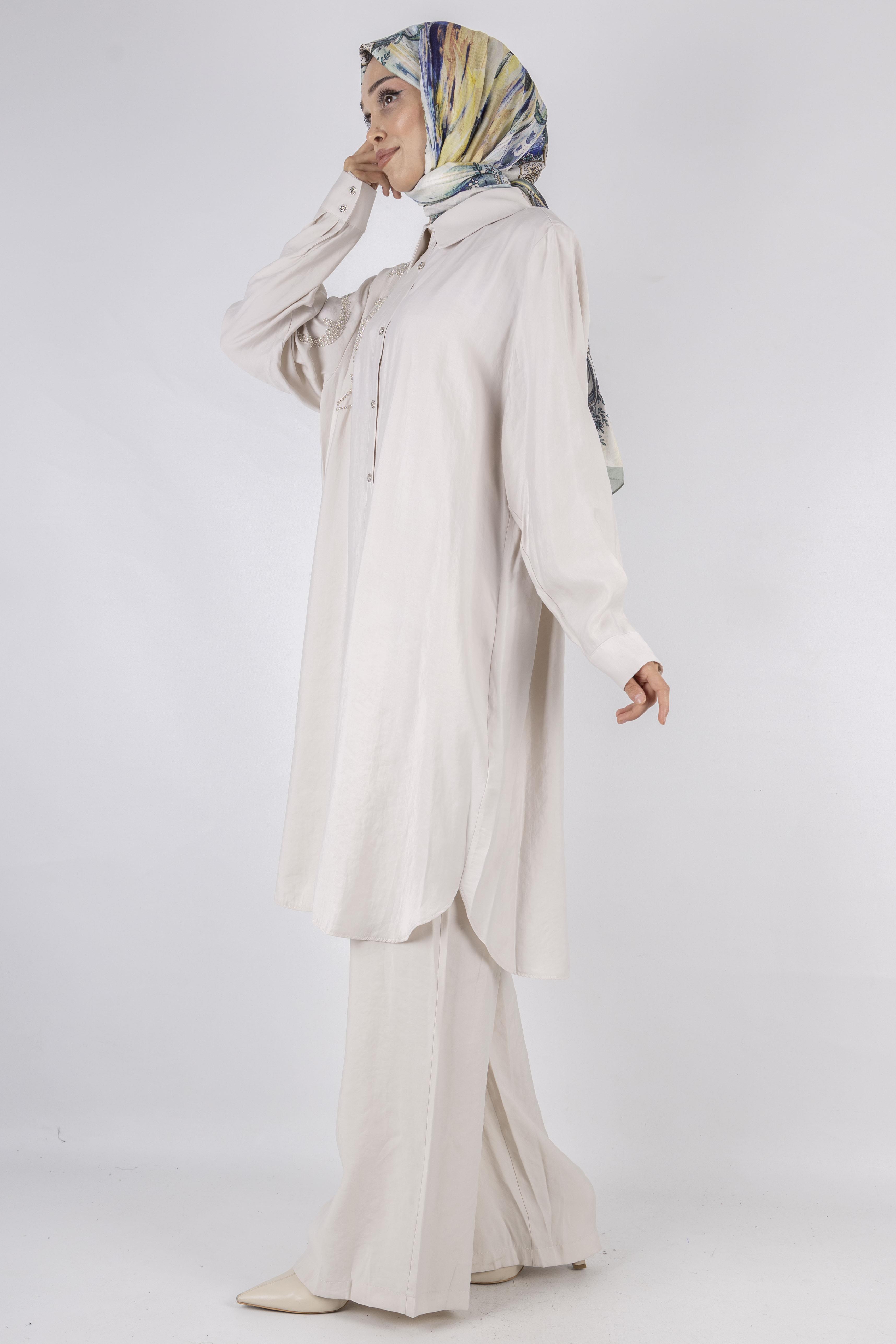 Orhan Store Büyük Beden Pantolonlu Takım Taş OTW2490