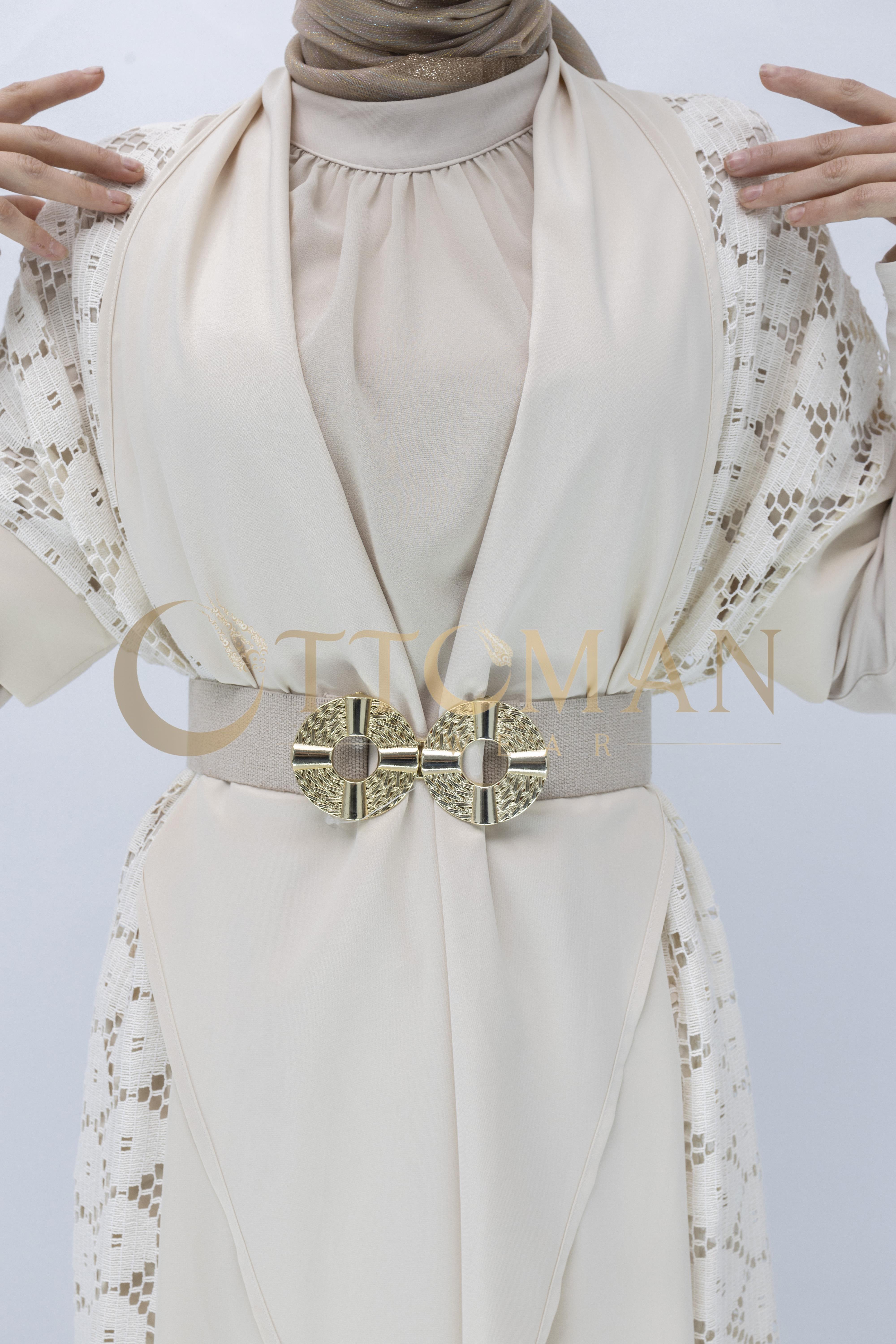 Orhan Store Dantel Yelekli Pantolonlu Takım Bej OTW2039