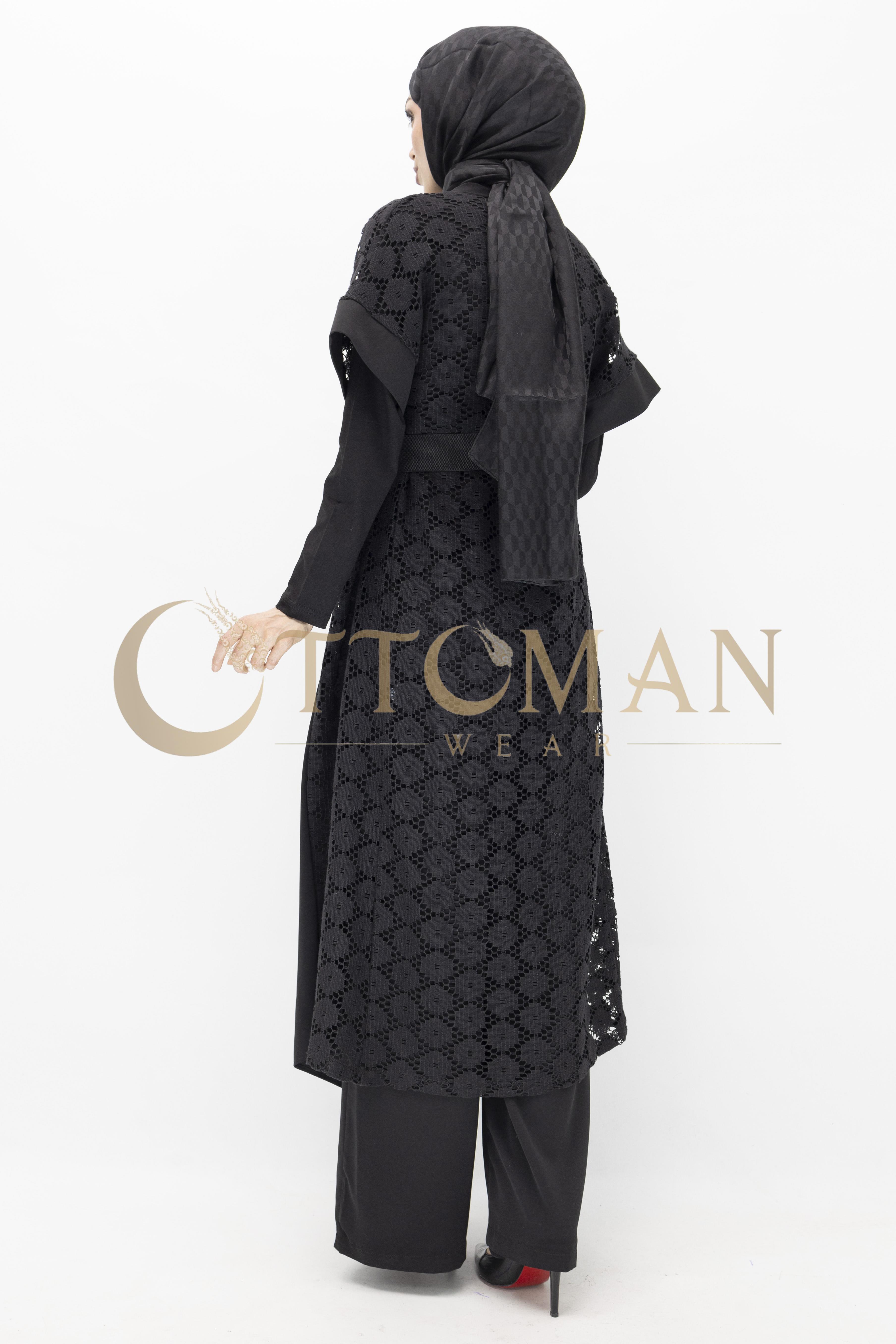 Orhan Store Dantel Yelekli Pantolonlu Takım Siyah OTW2039