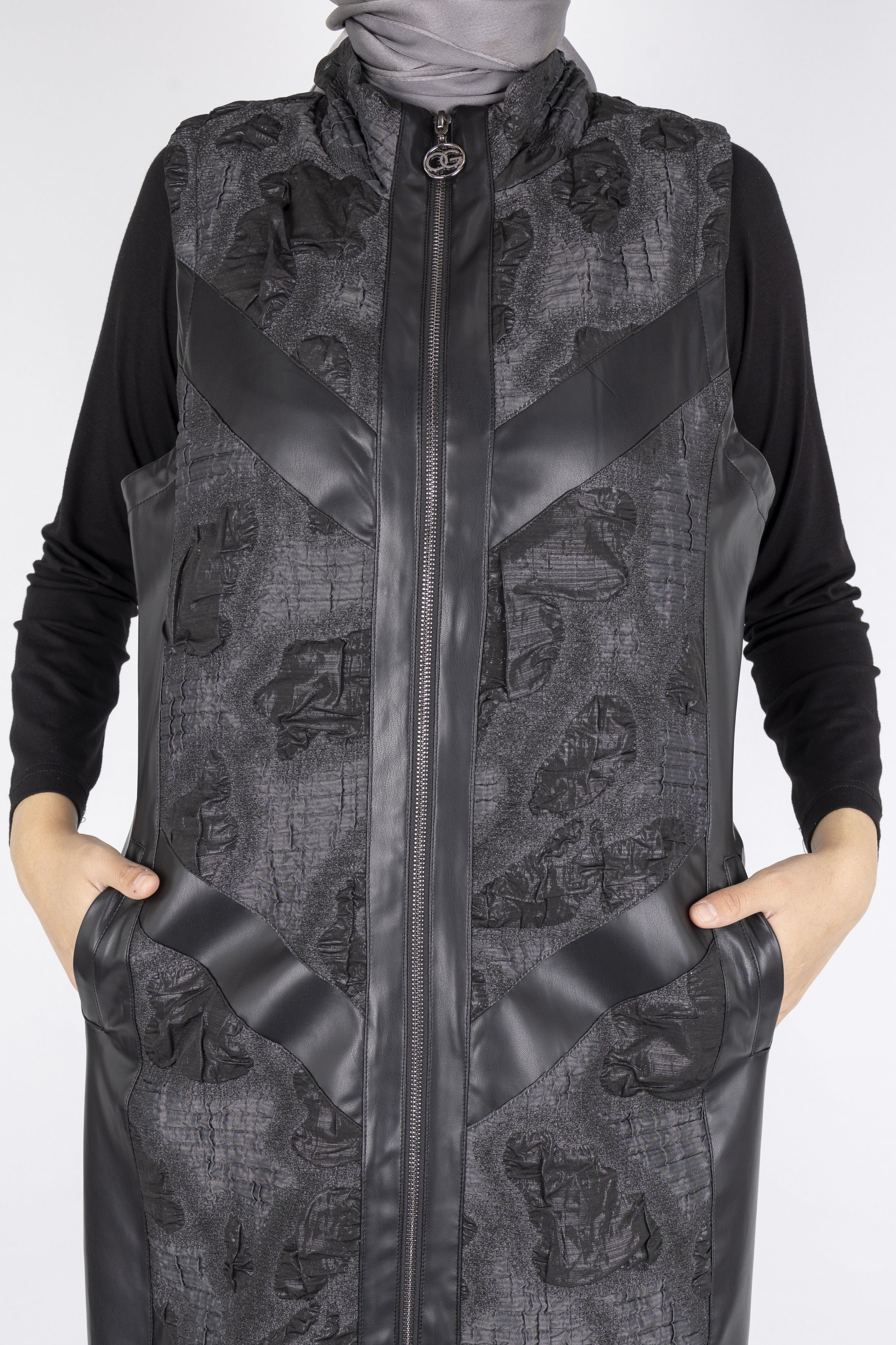 Orhan Store Deri Yelek Gri-Siyah OTW1118