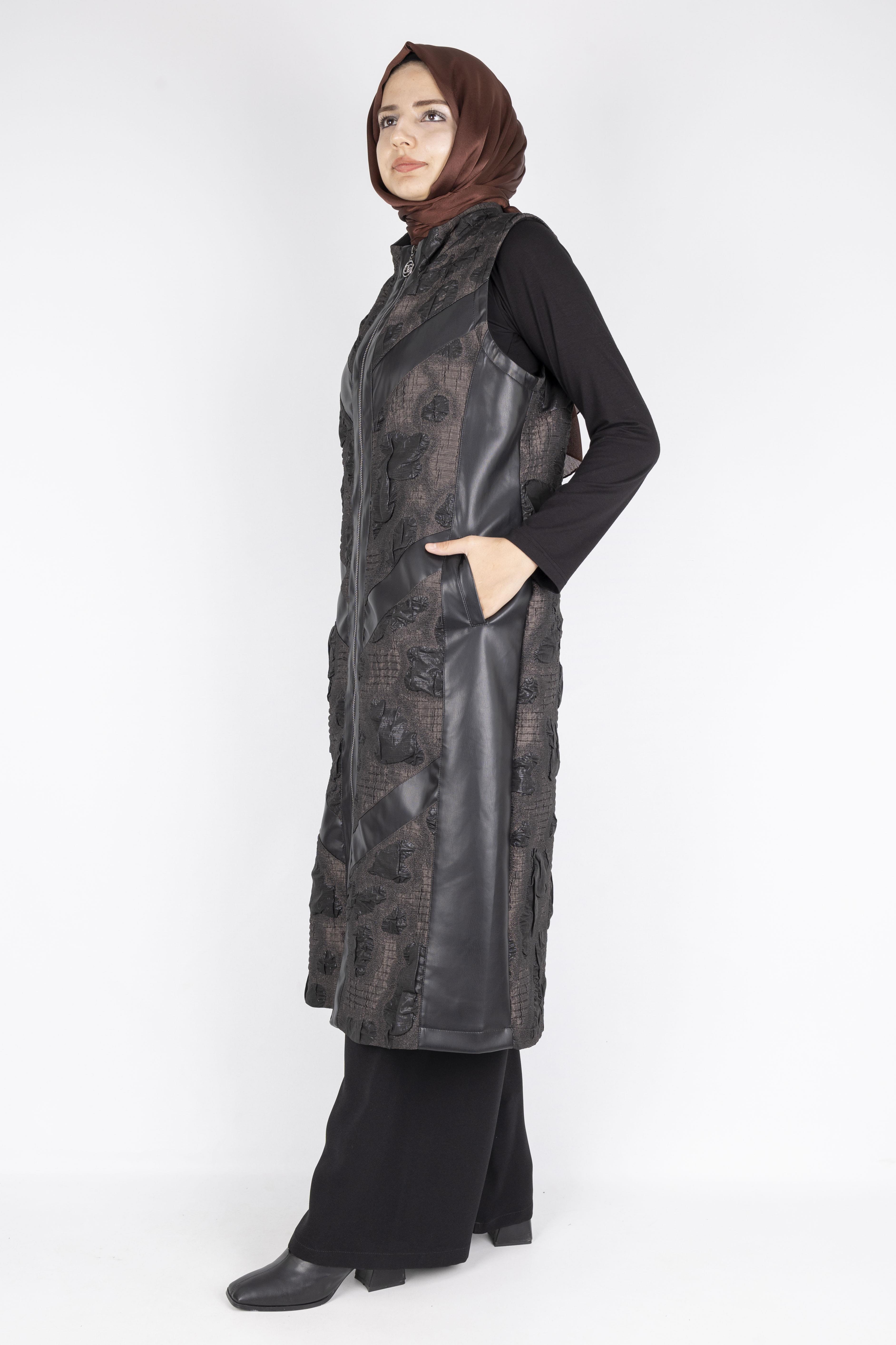 Orhan Store Deri Yelek Siyah-Kahve OTW1118