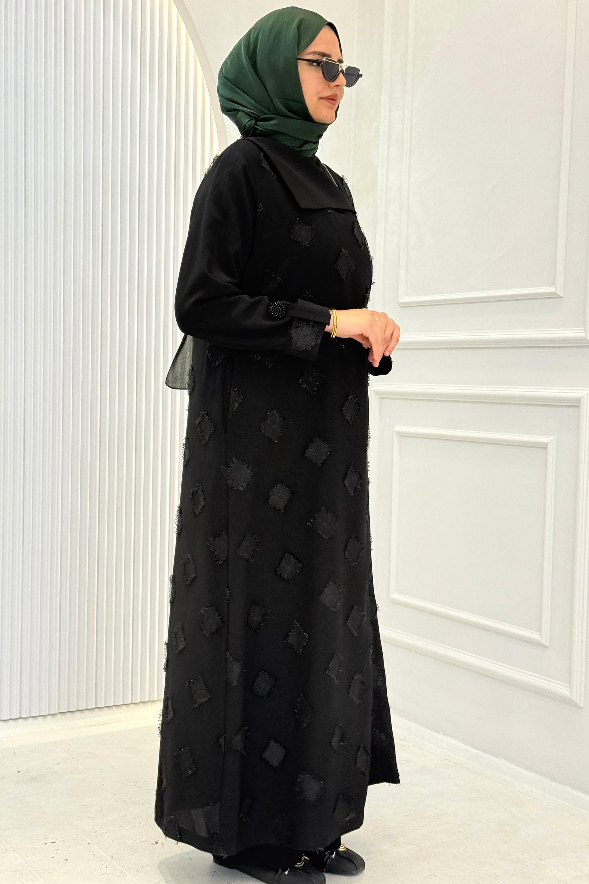 Orhan Store Desenli Gold Fermuarlı Tesettür Kap Siyah OTW1654