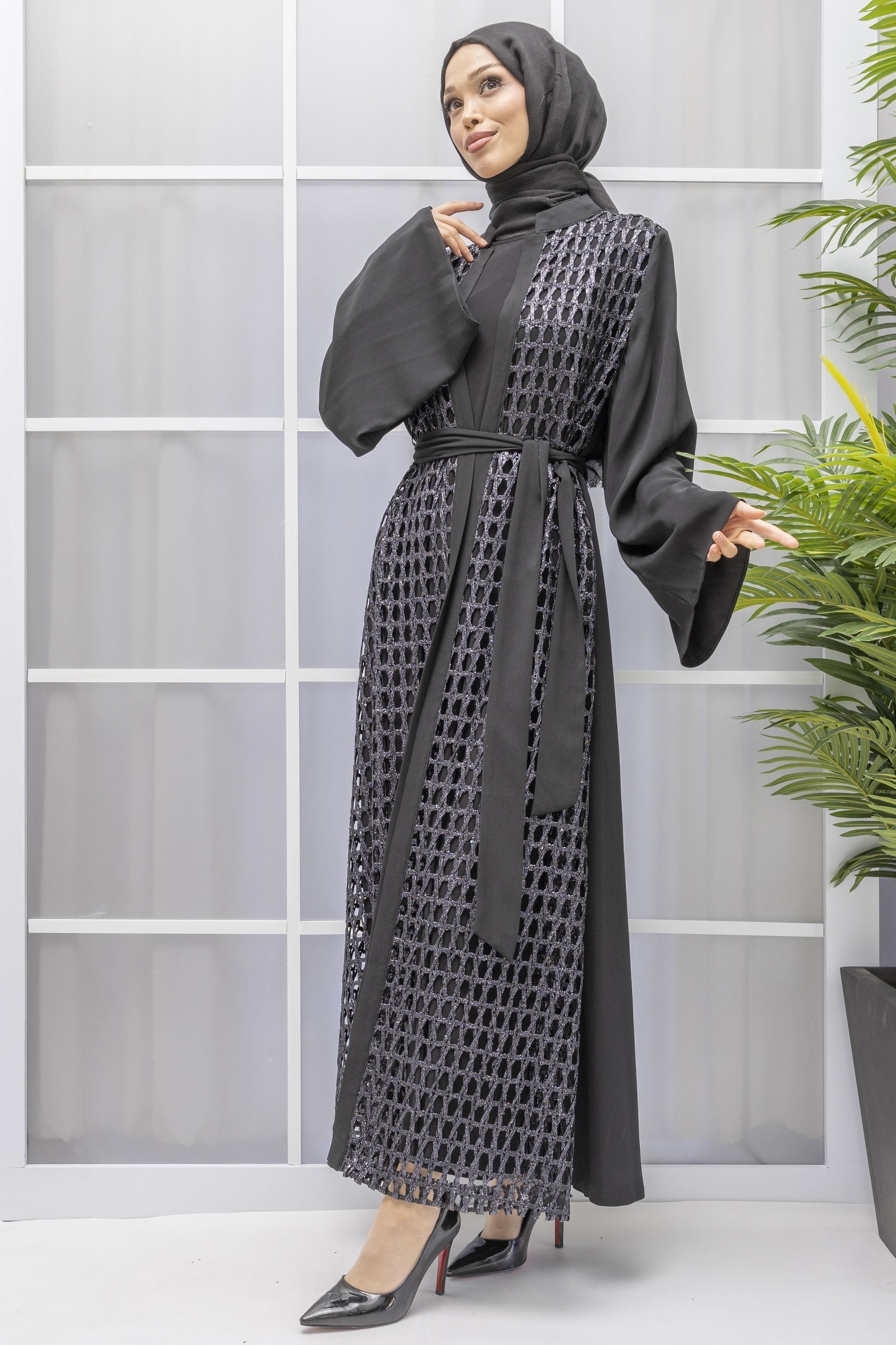 ORHAN STORE FİLELİ ABAYA TAKIM Siyah OTW2387