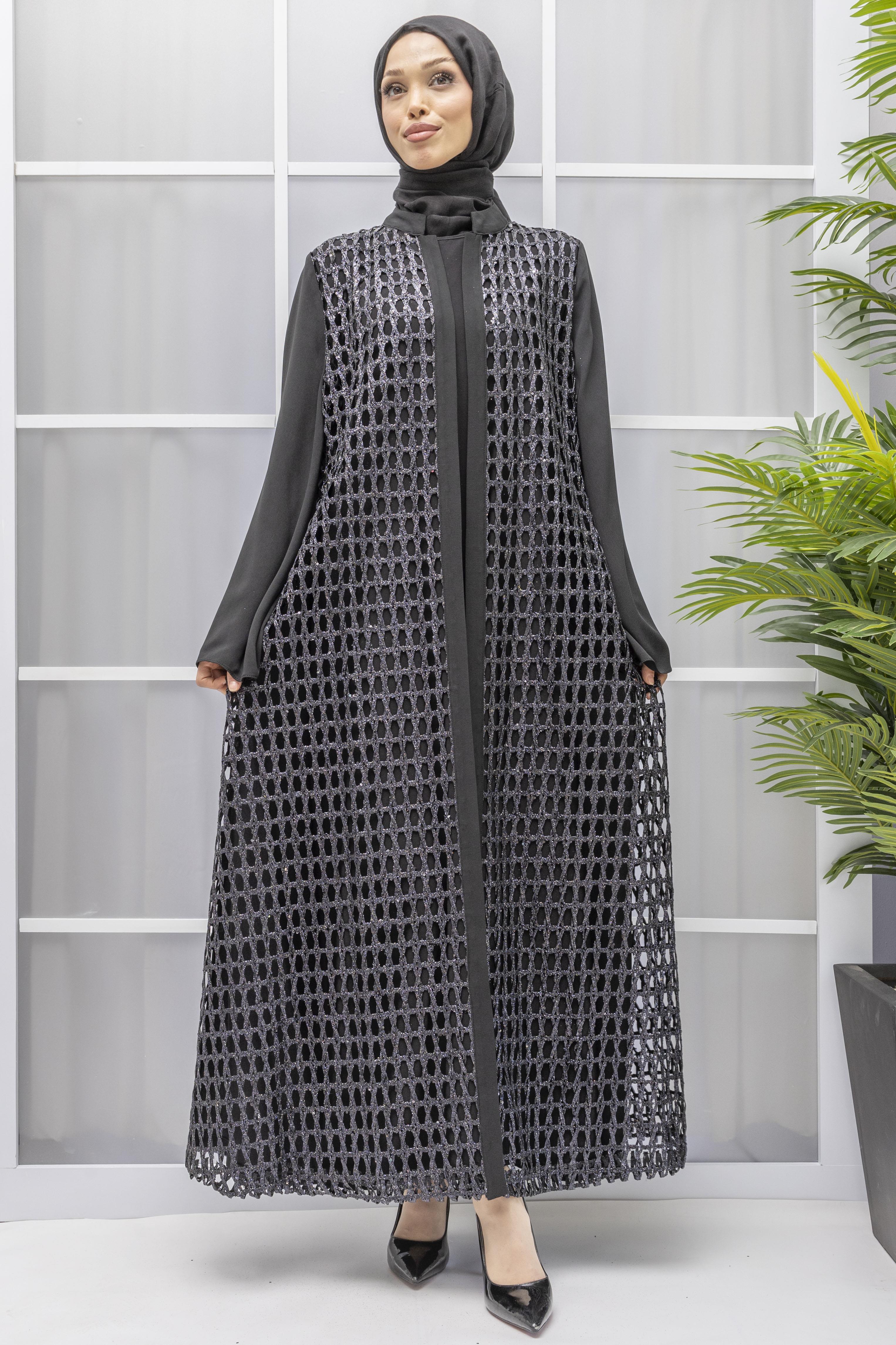 ORHAN STORE FİLELİ ABAYA TAKIM Siyah OTW2387