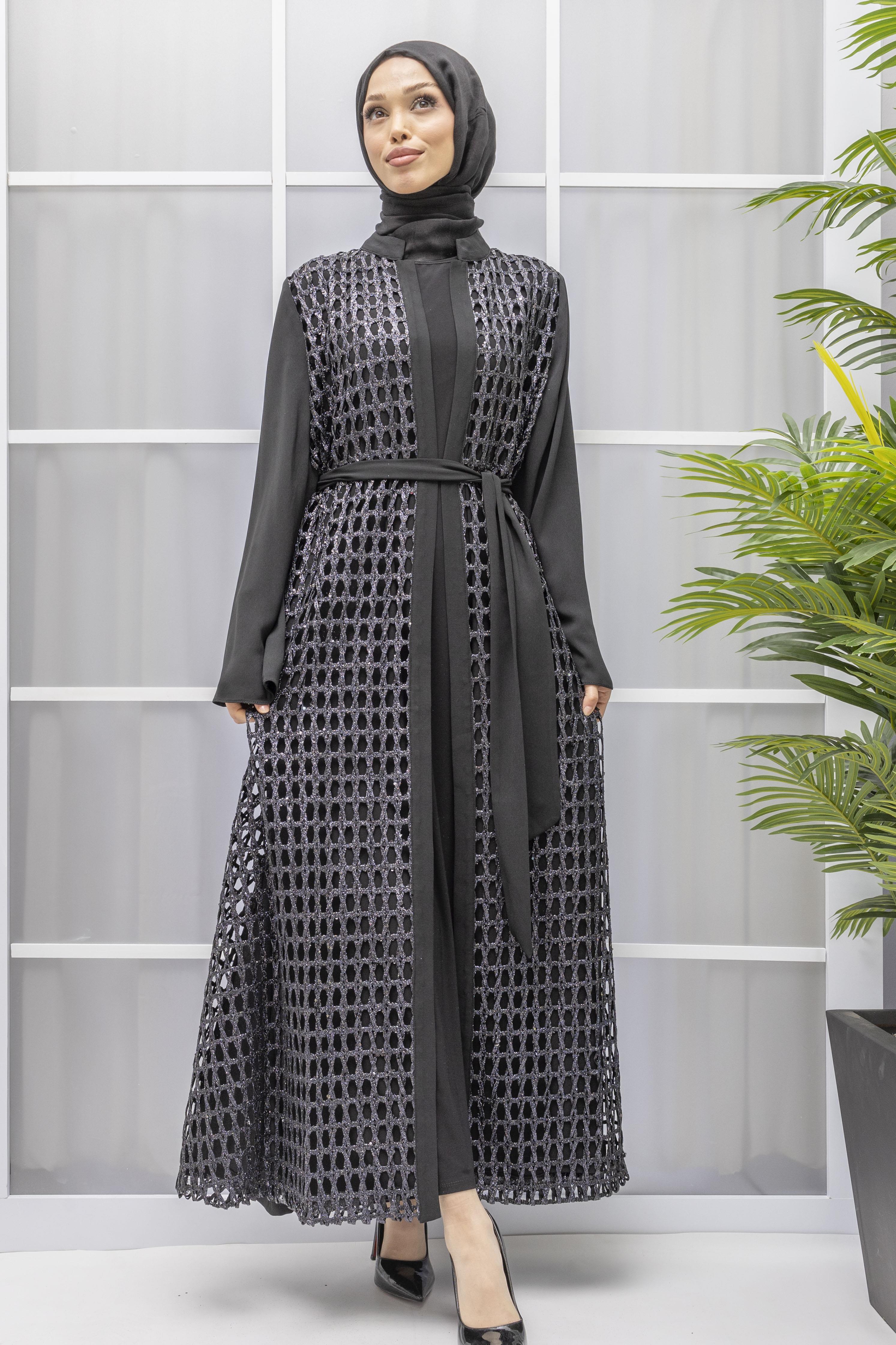 ORHAN STORE FİLELİ ABAYA TAKIM Siyah OTW2387