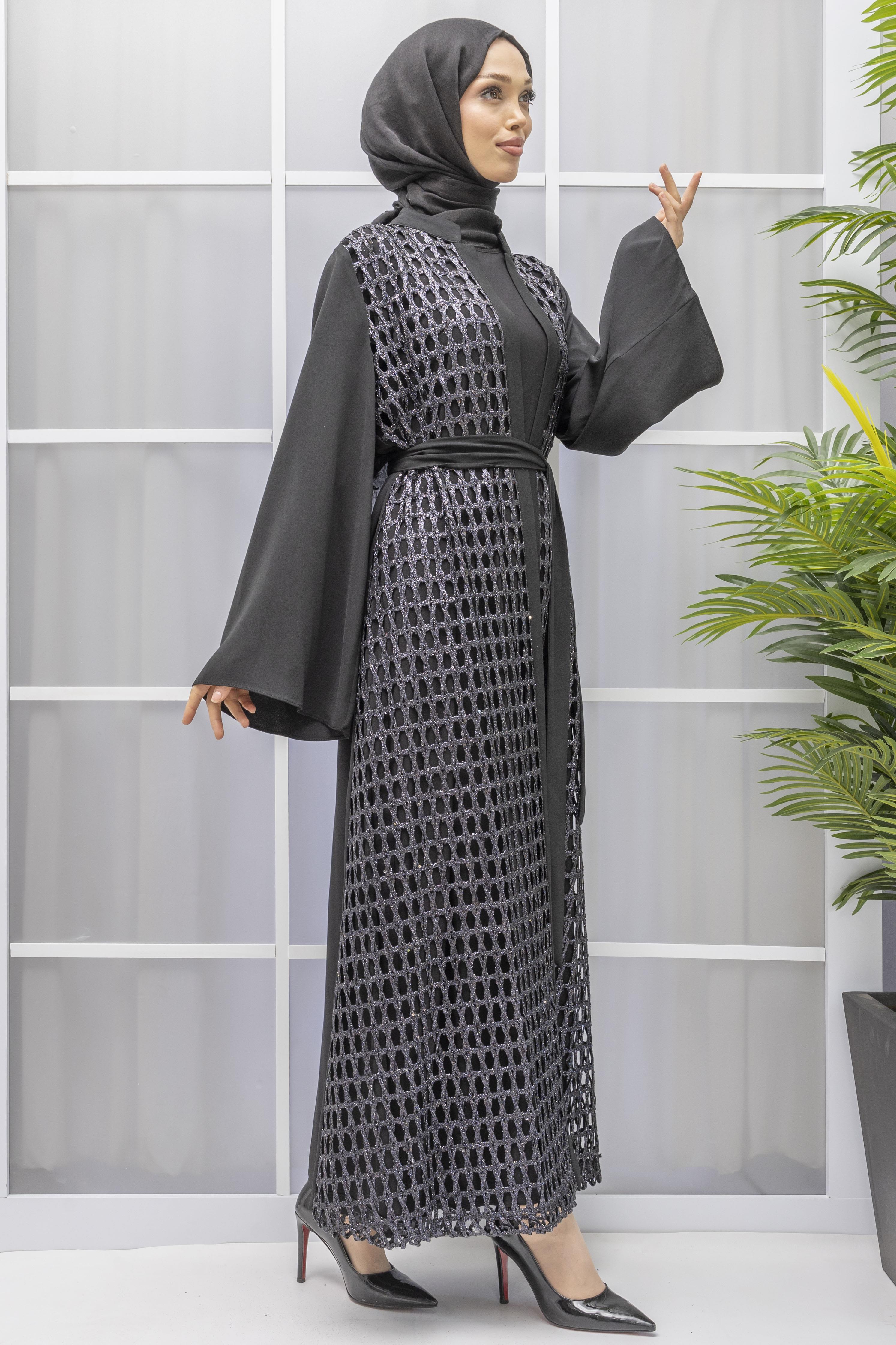 ORHAN STORE FİLELİ ABAYA TAKIM Siyah OTW2387