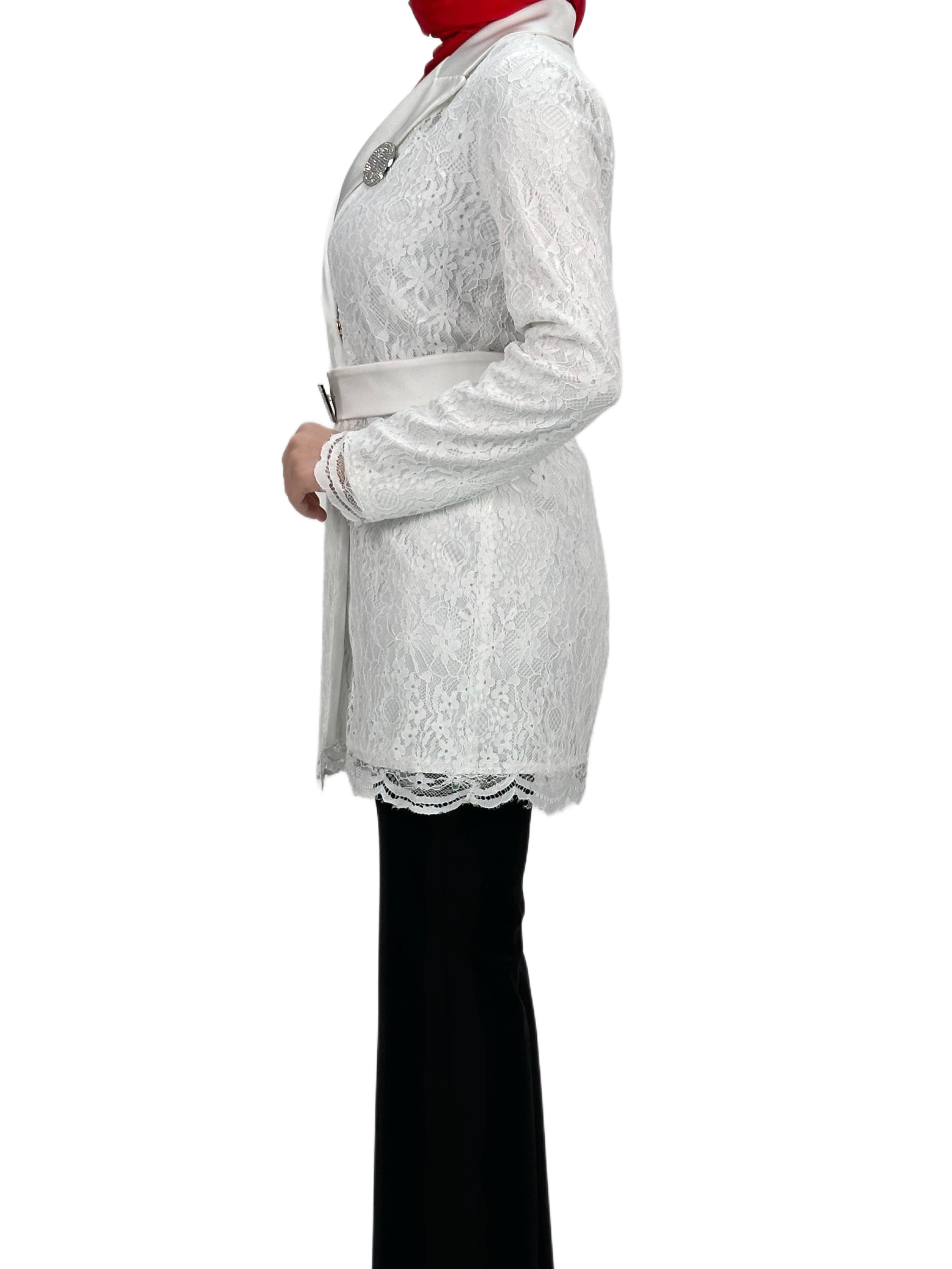 Orhan Store Güpürlü Blazer Ceket Ekru OTW1099