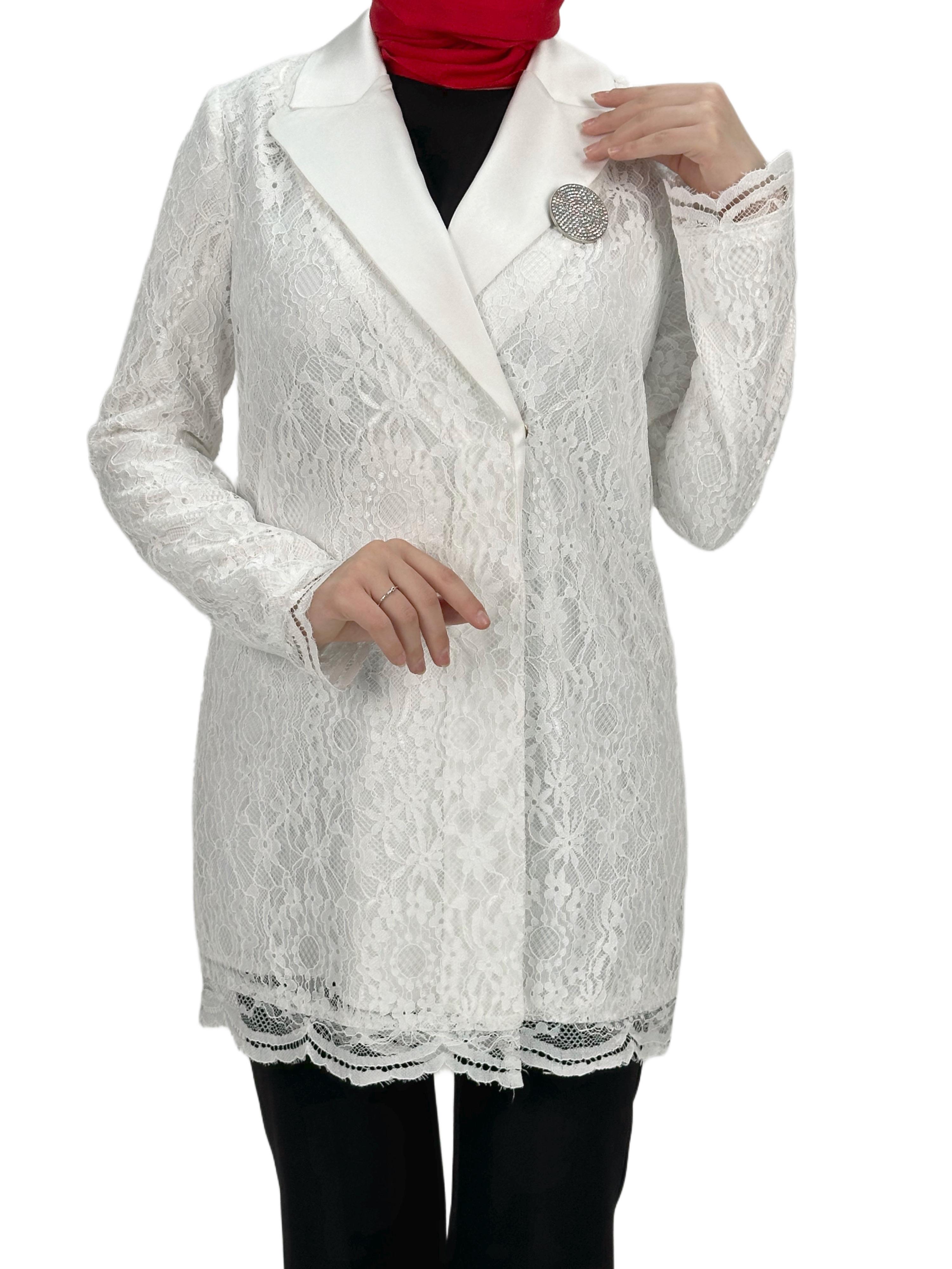 Orhan Store Güpürlü Blazer Ceket Ekru OTW1099
