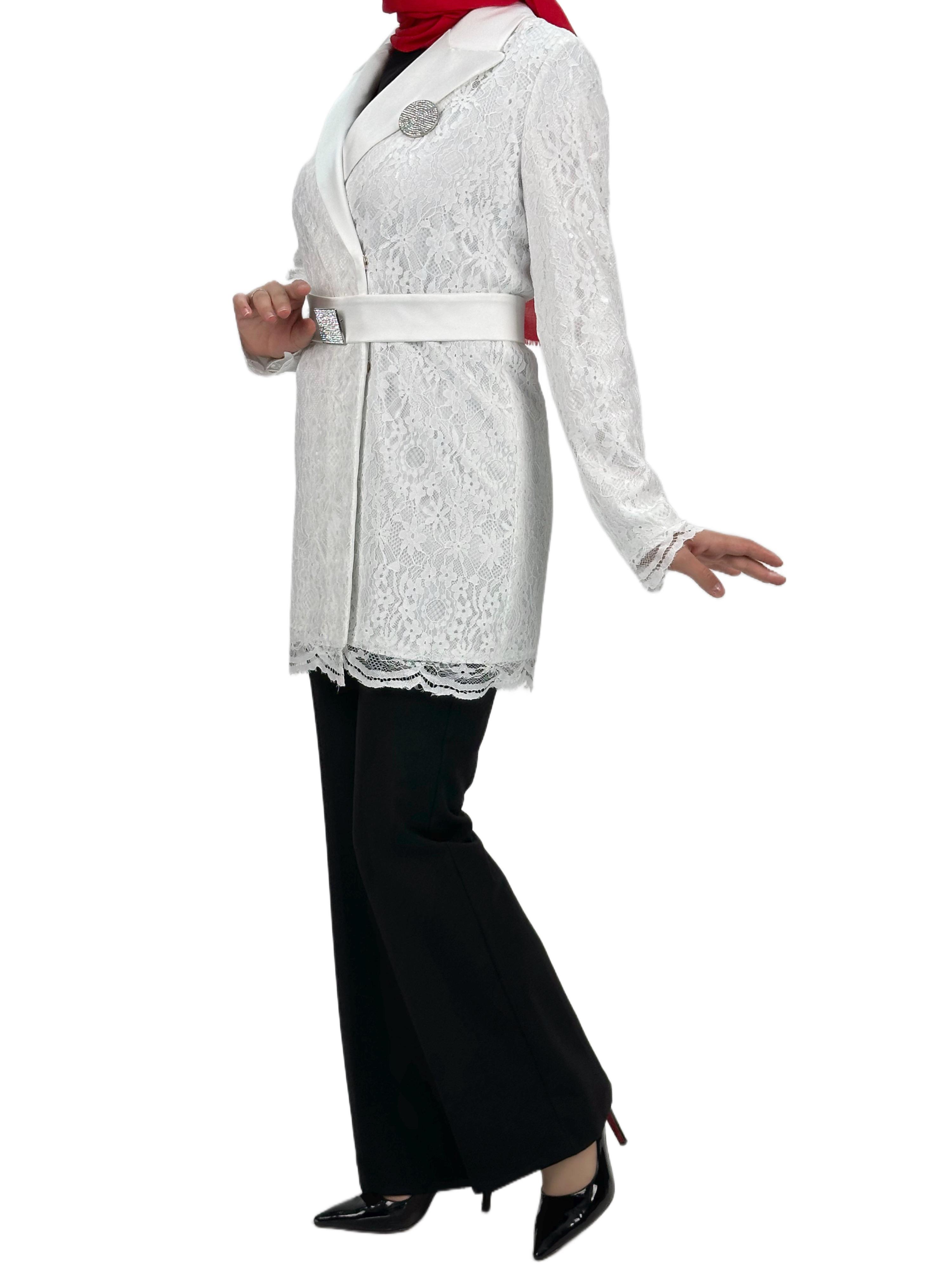Orhan Store Güpürlü Blazer Ceket Ekru OTW1099
