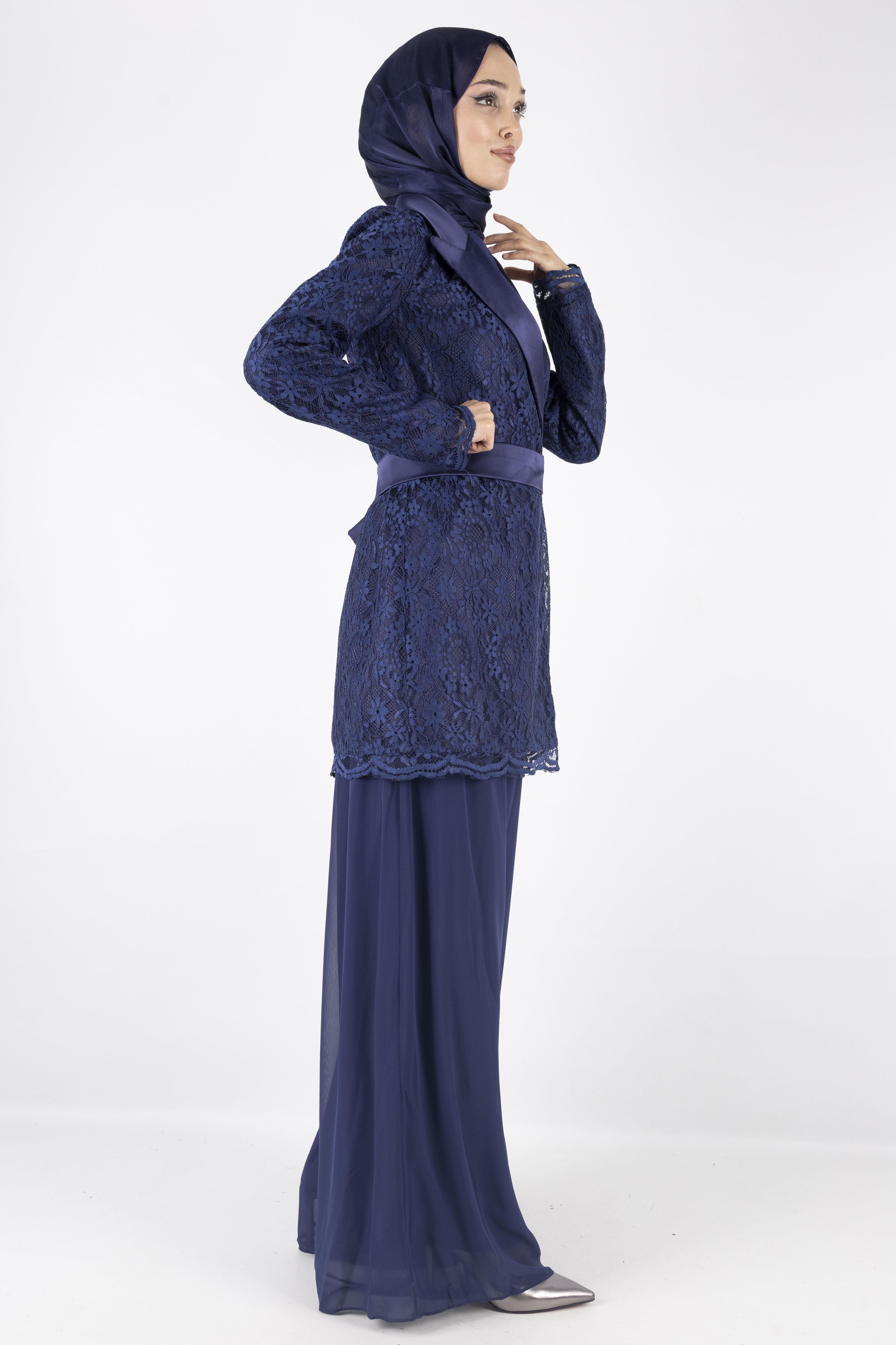 Orhan Store Güpürlü Blazer Ceket Lacivert OTW1099