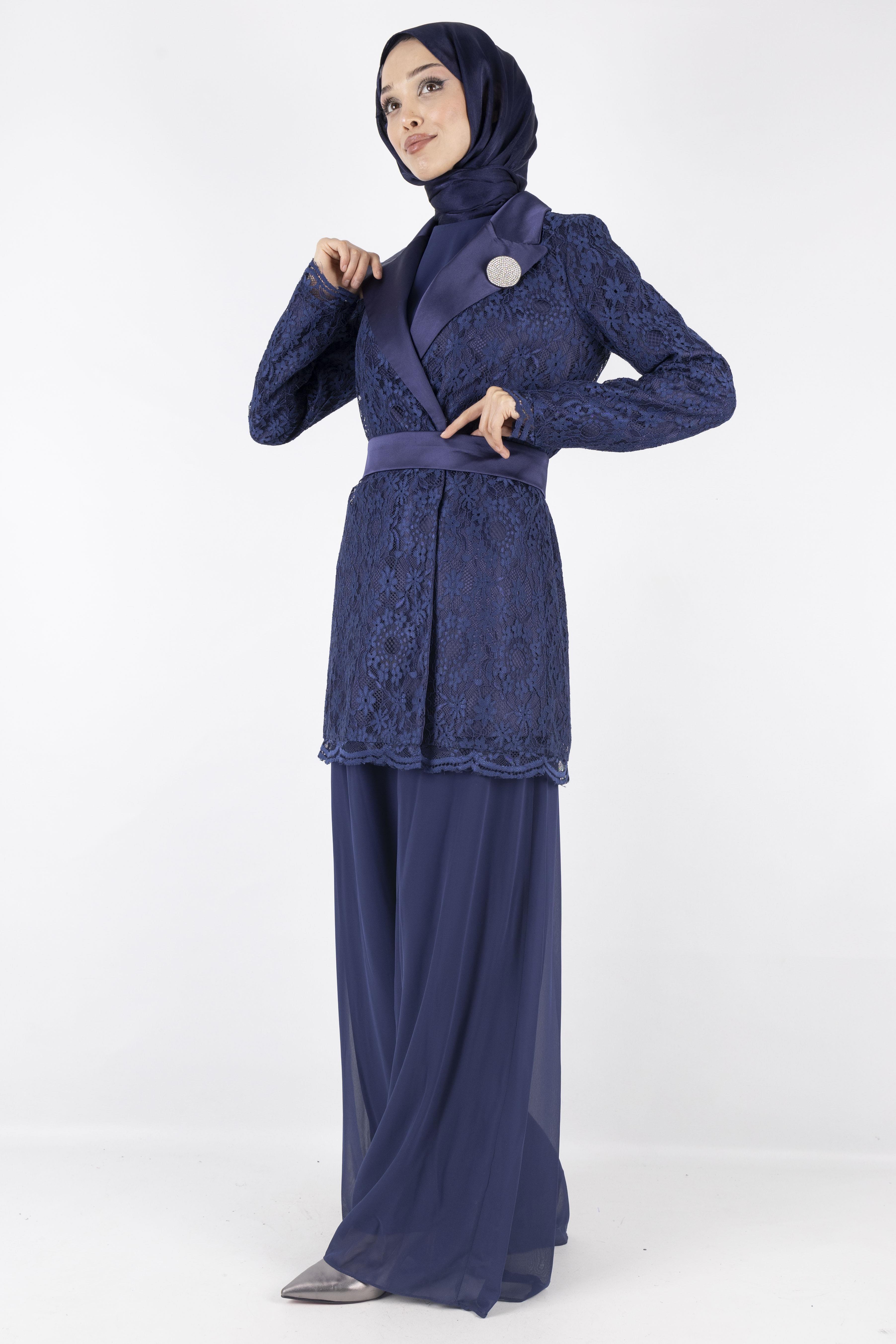 Orhan Store Güpürlü Blazer Ceket Lacivert OTW1099