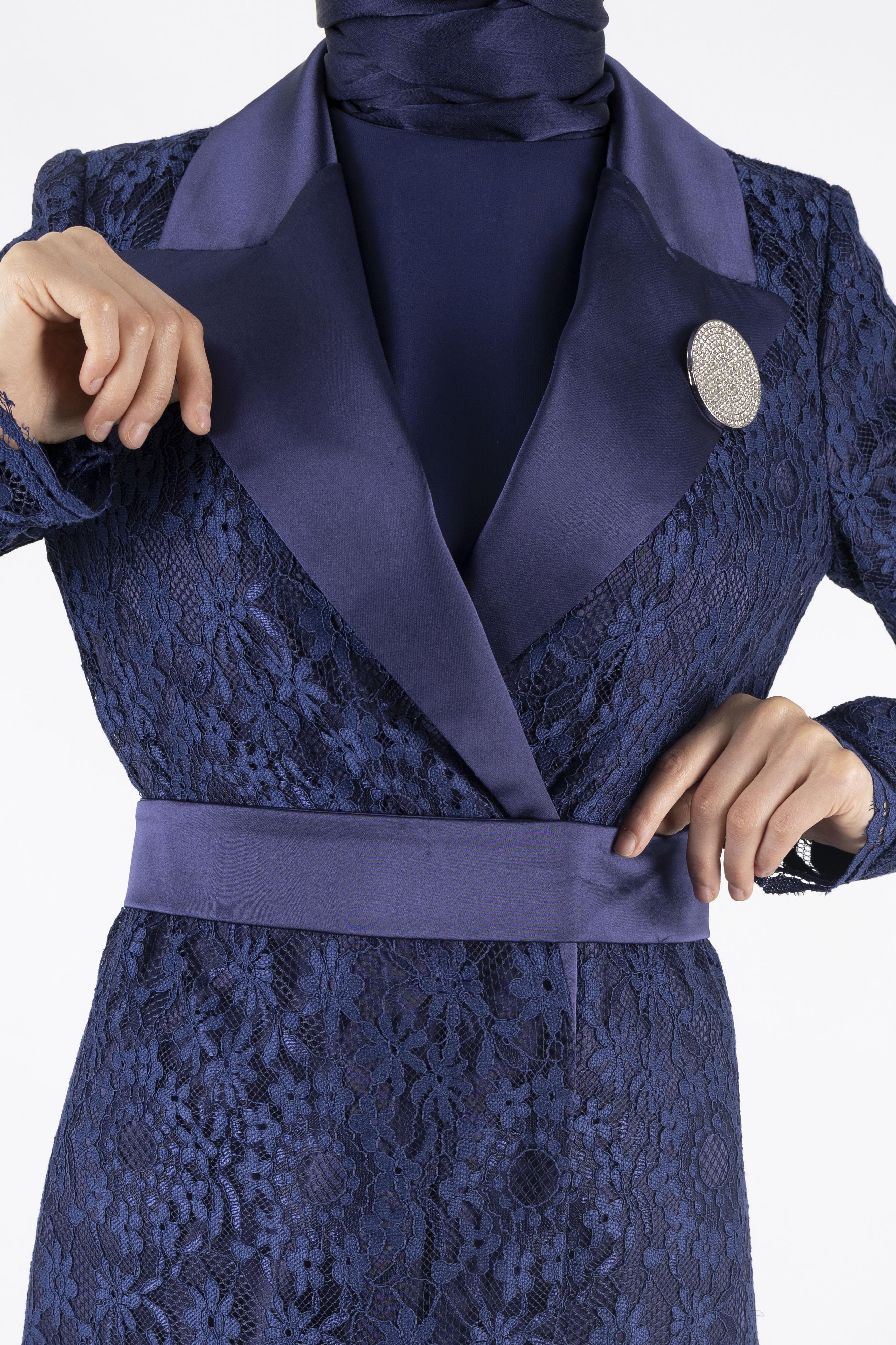 Orhan Store Güpürlü Blazer Ceket Lacivert OTW1099