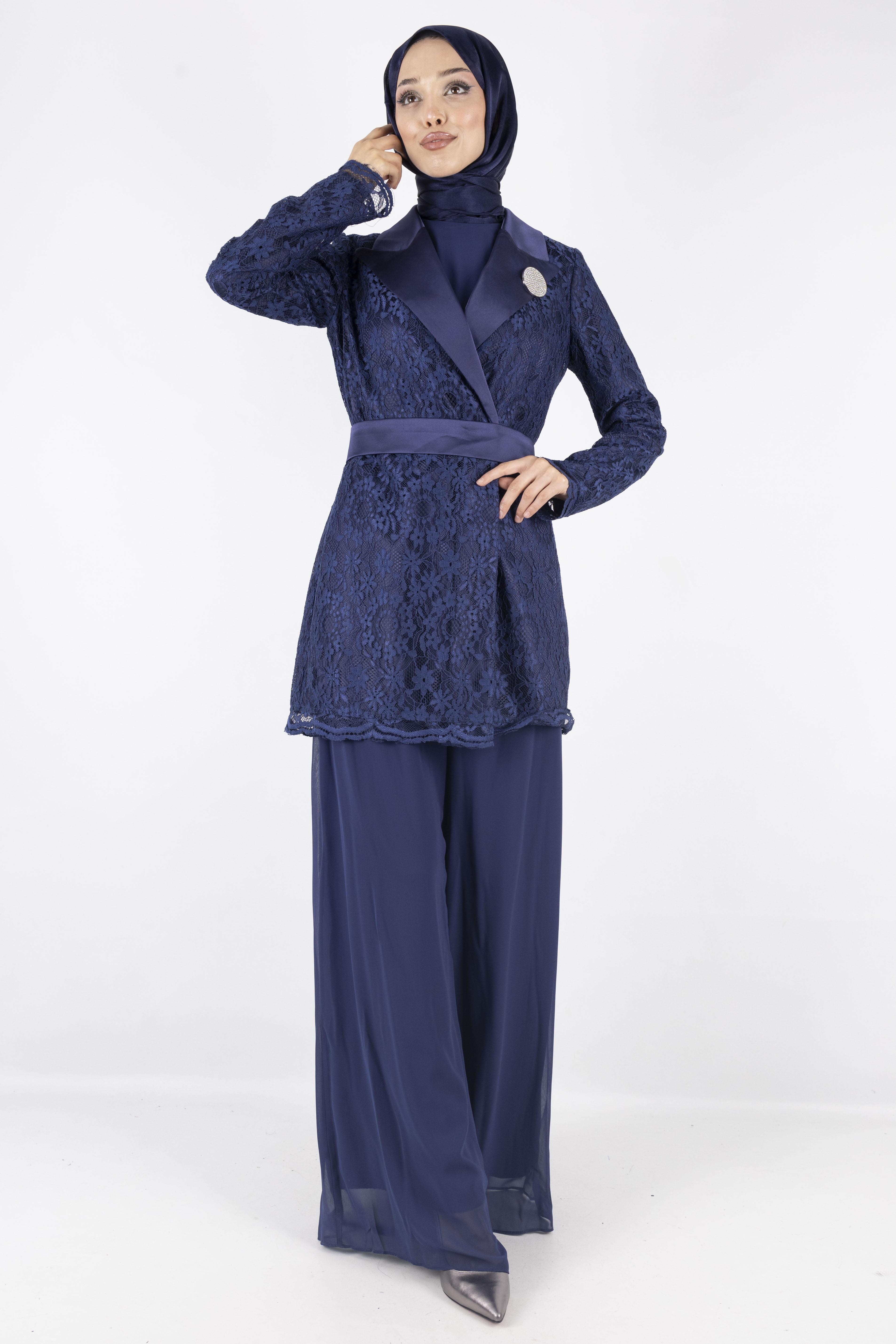 Orhan Store Güpürlü Blazer Ceket Lacivert OTW1099