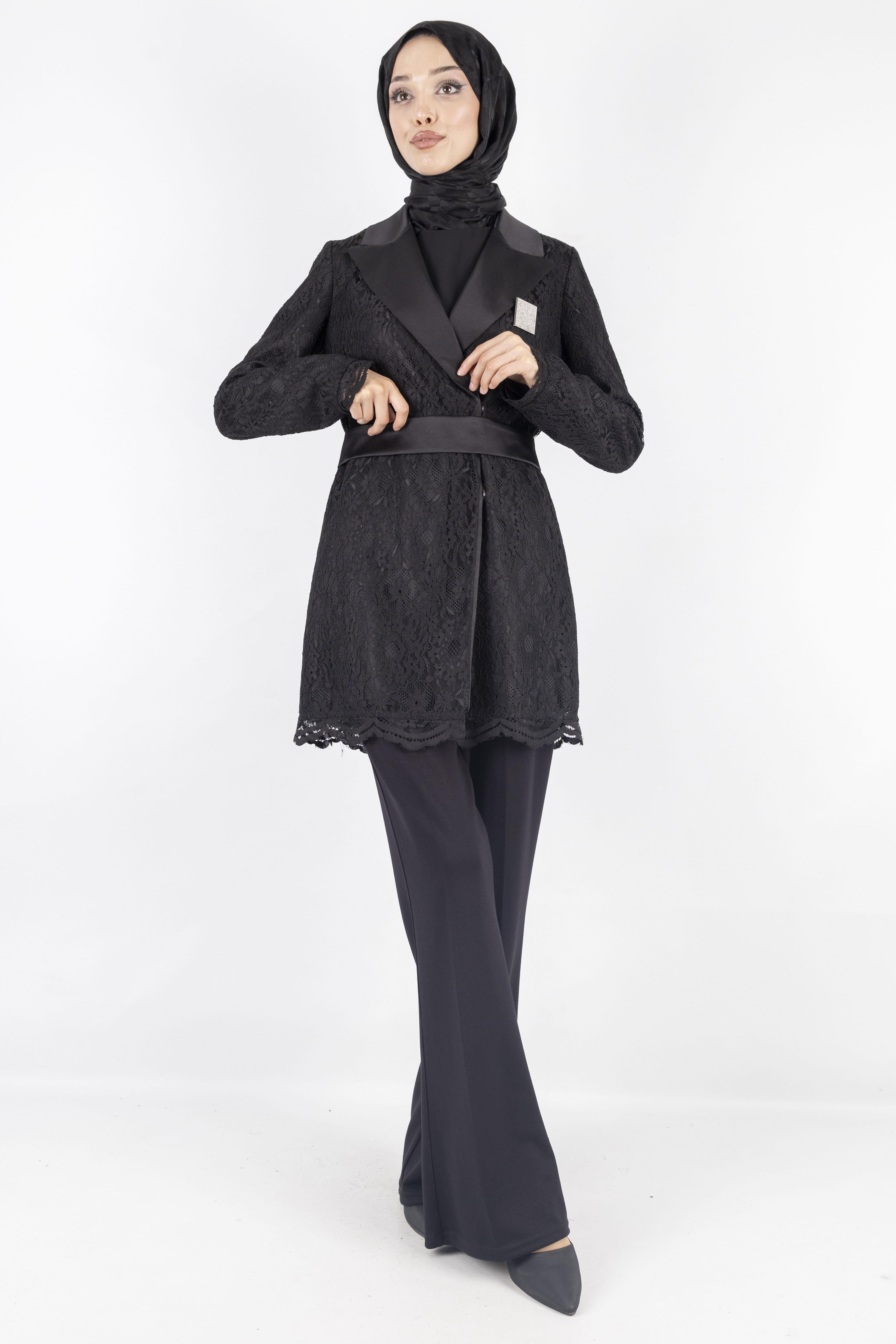 Orhan Store Güpürlü Blazer Ceket Siyah OTW1099