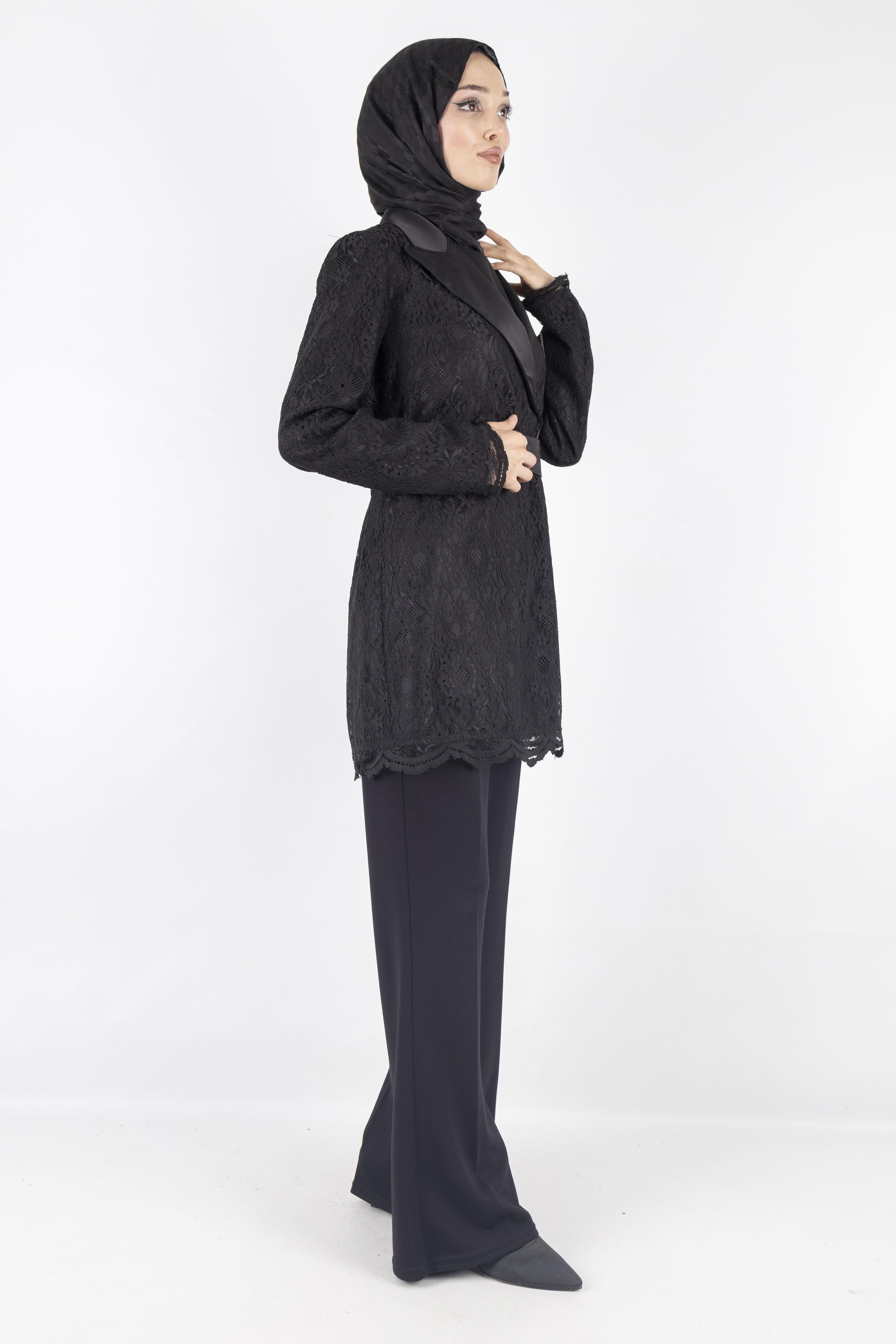 Orhan Store Güpürlü Blazer Ceket Siyah OTW1099