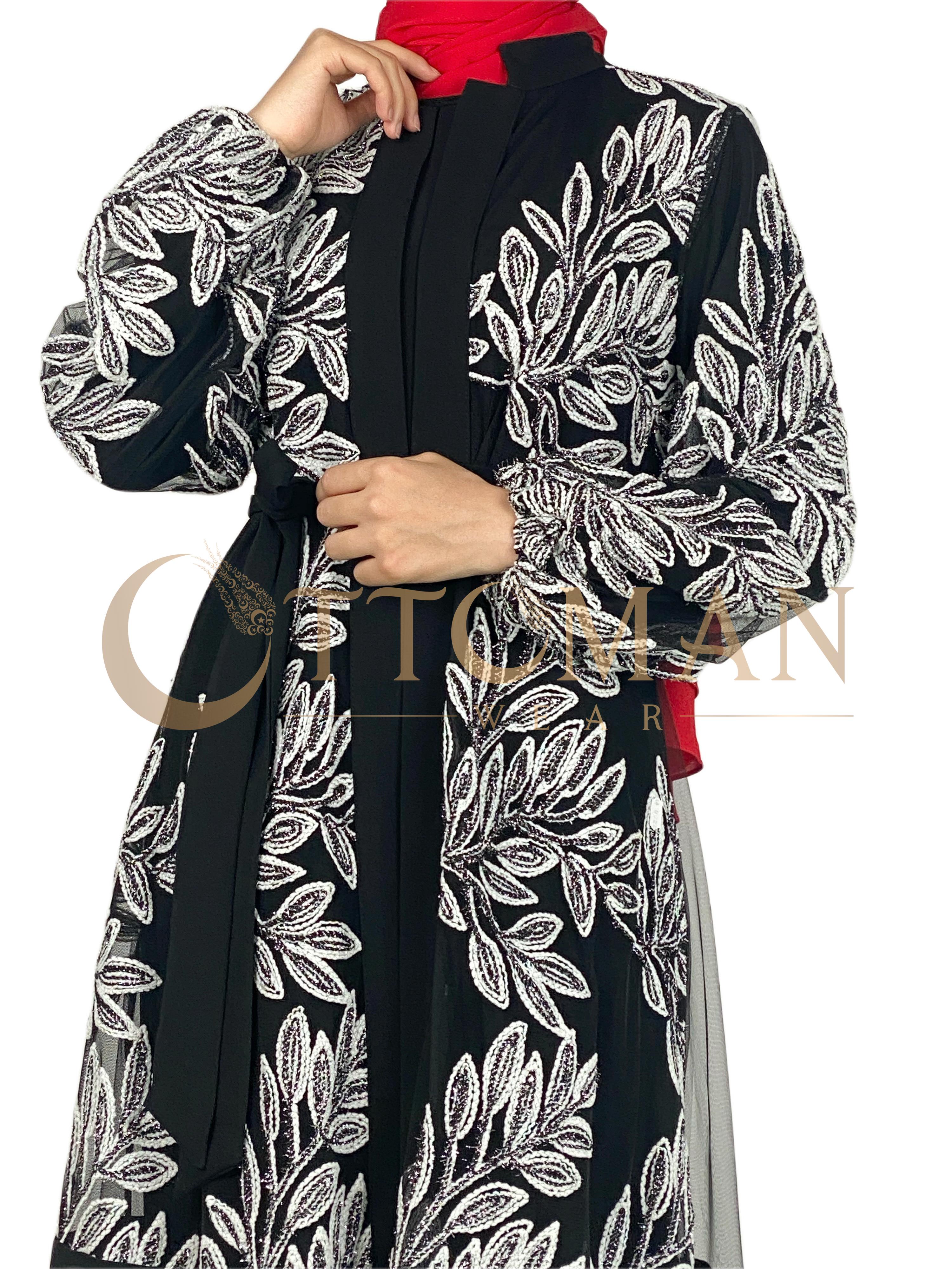 Orhan Store İşlemeli Abaya Takım Siyah OTW1260