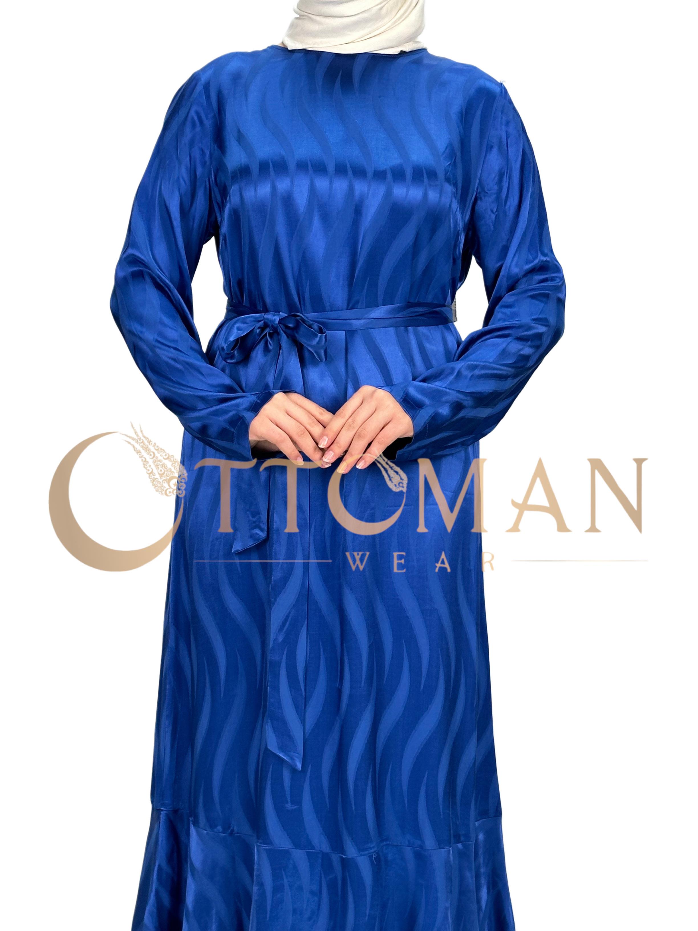 Orhan Store Jakarlı Elbise Saks OTW1599