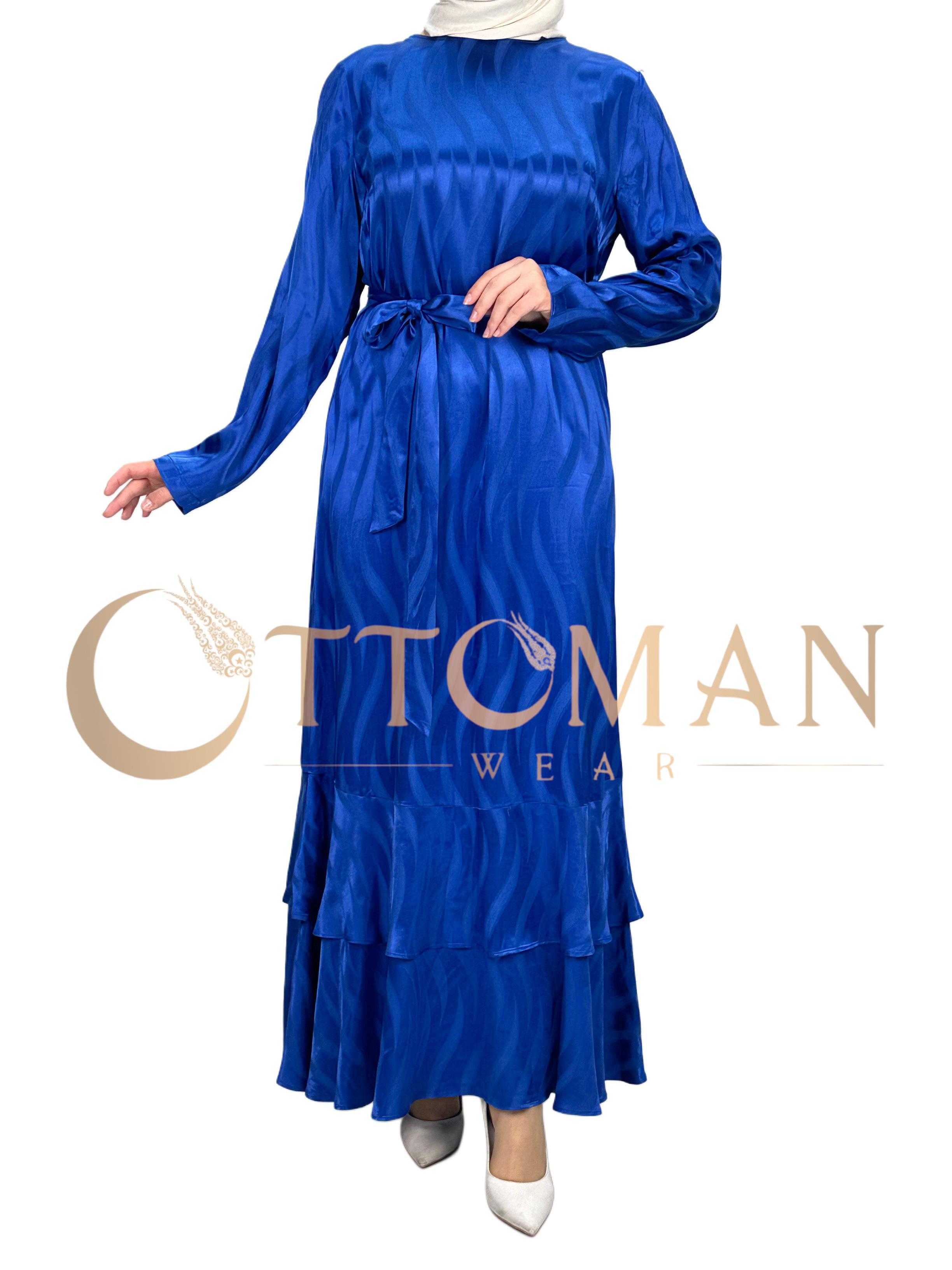 Orhan Store Jakarlı Elbise Saks OTW1599