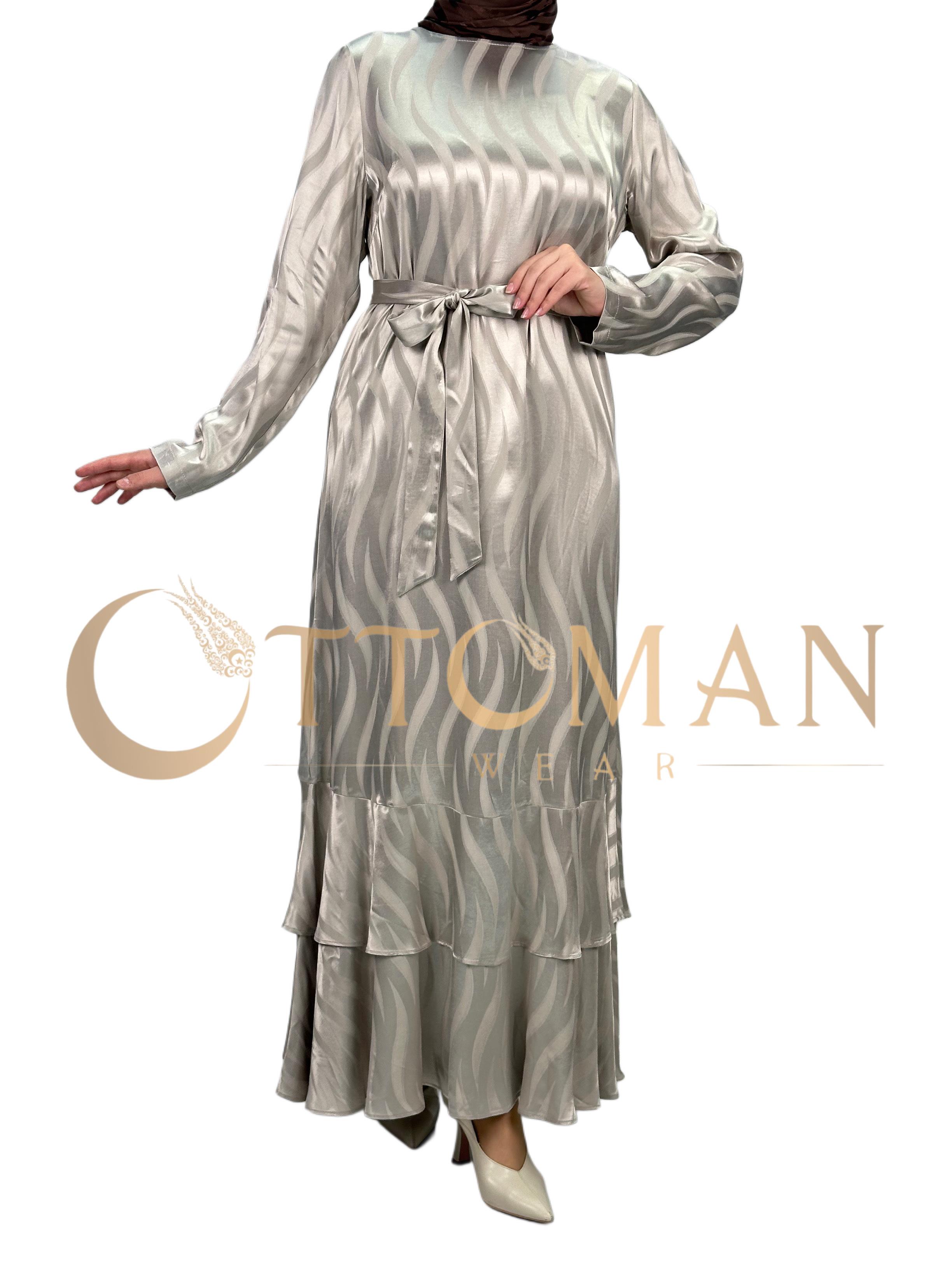 Orhan Store Jakarlı Elbise Vizon OTW1599