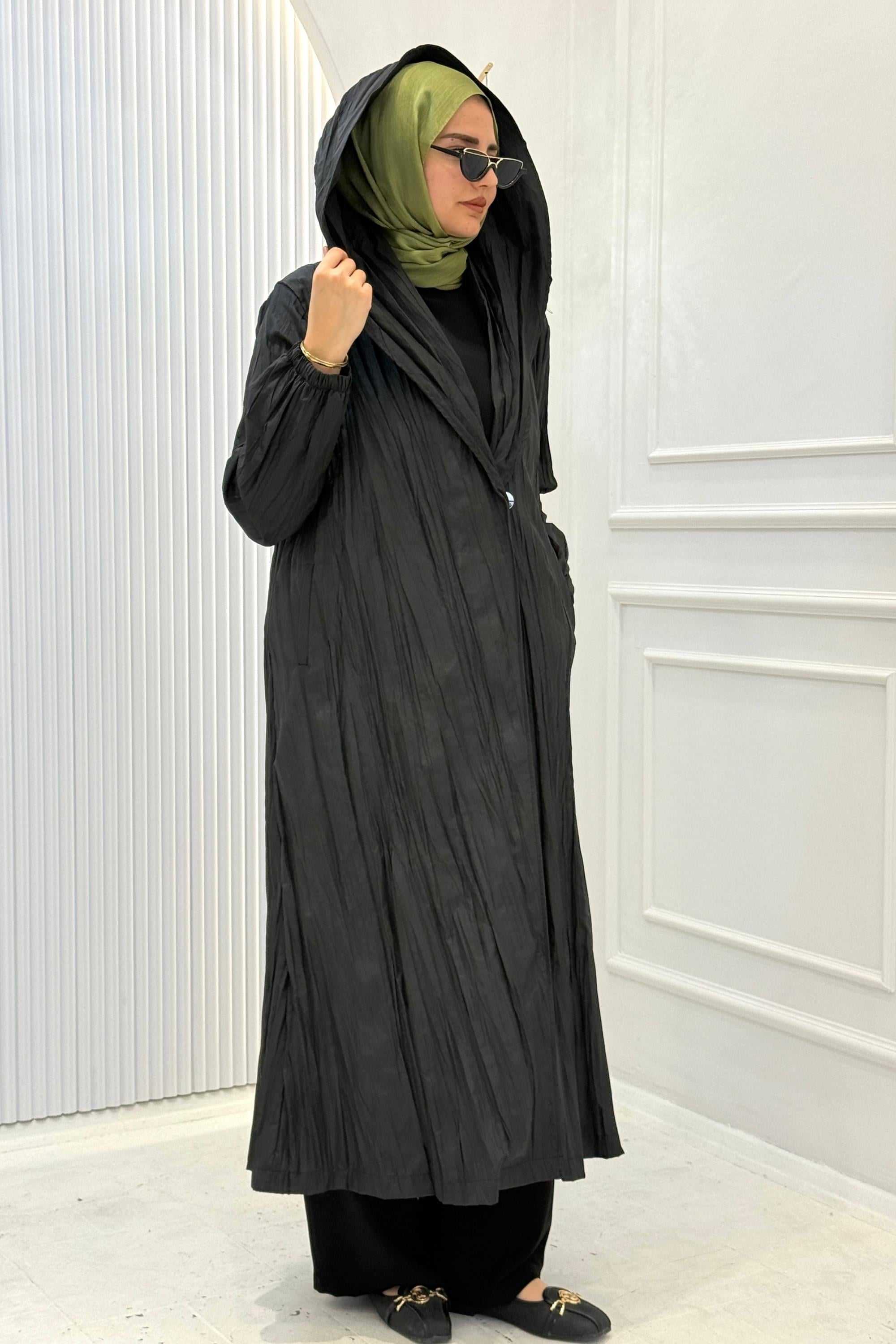 Orhan Store Kapüşonlu Kap Siyah OTW1129