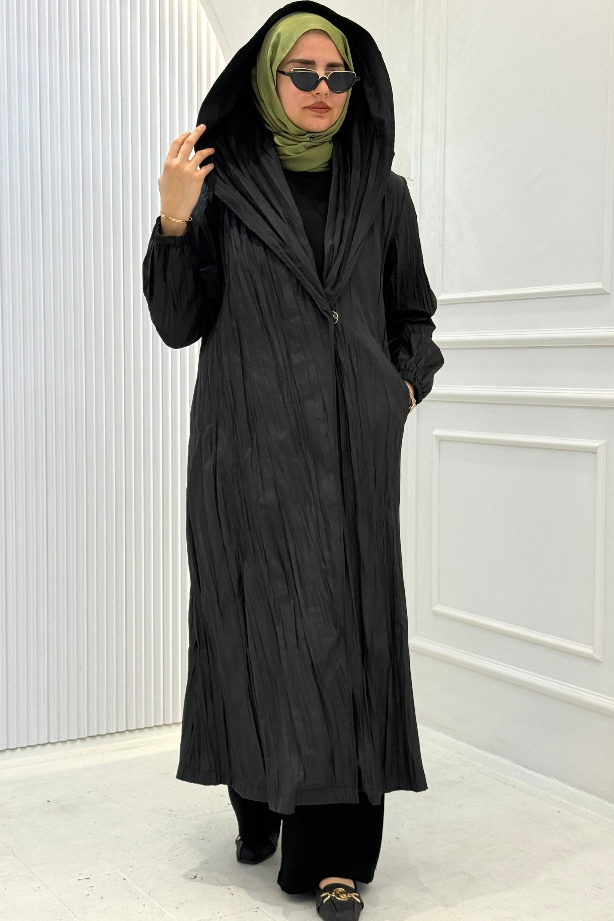 Orhan Store Kapüşonlu Kap Siyah OTW1129