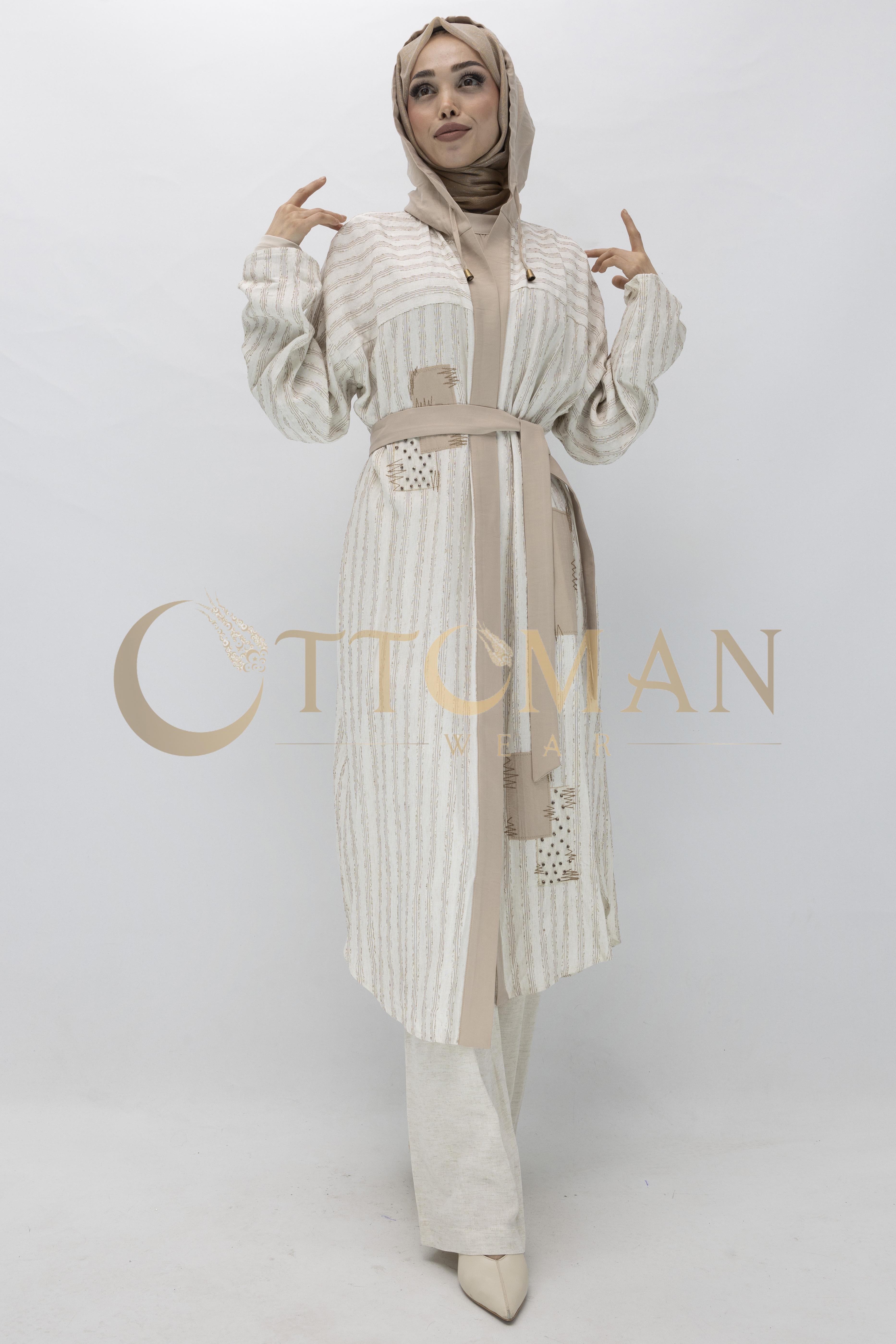 Orhan store Keten pantolonlu takım Bej OTW2461