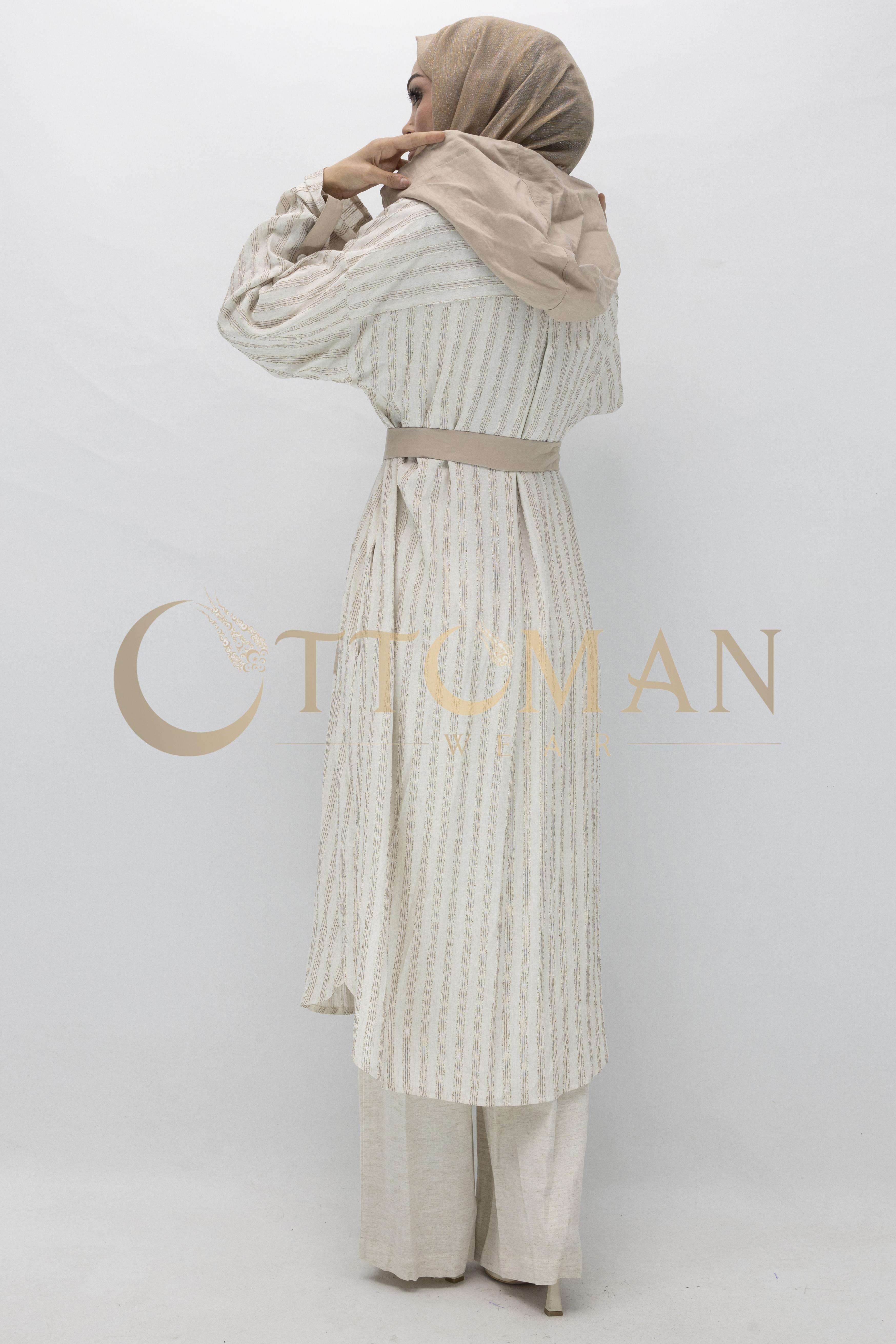 Orhan store Keten pantolonlu takım Bej OTW2461