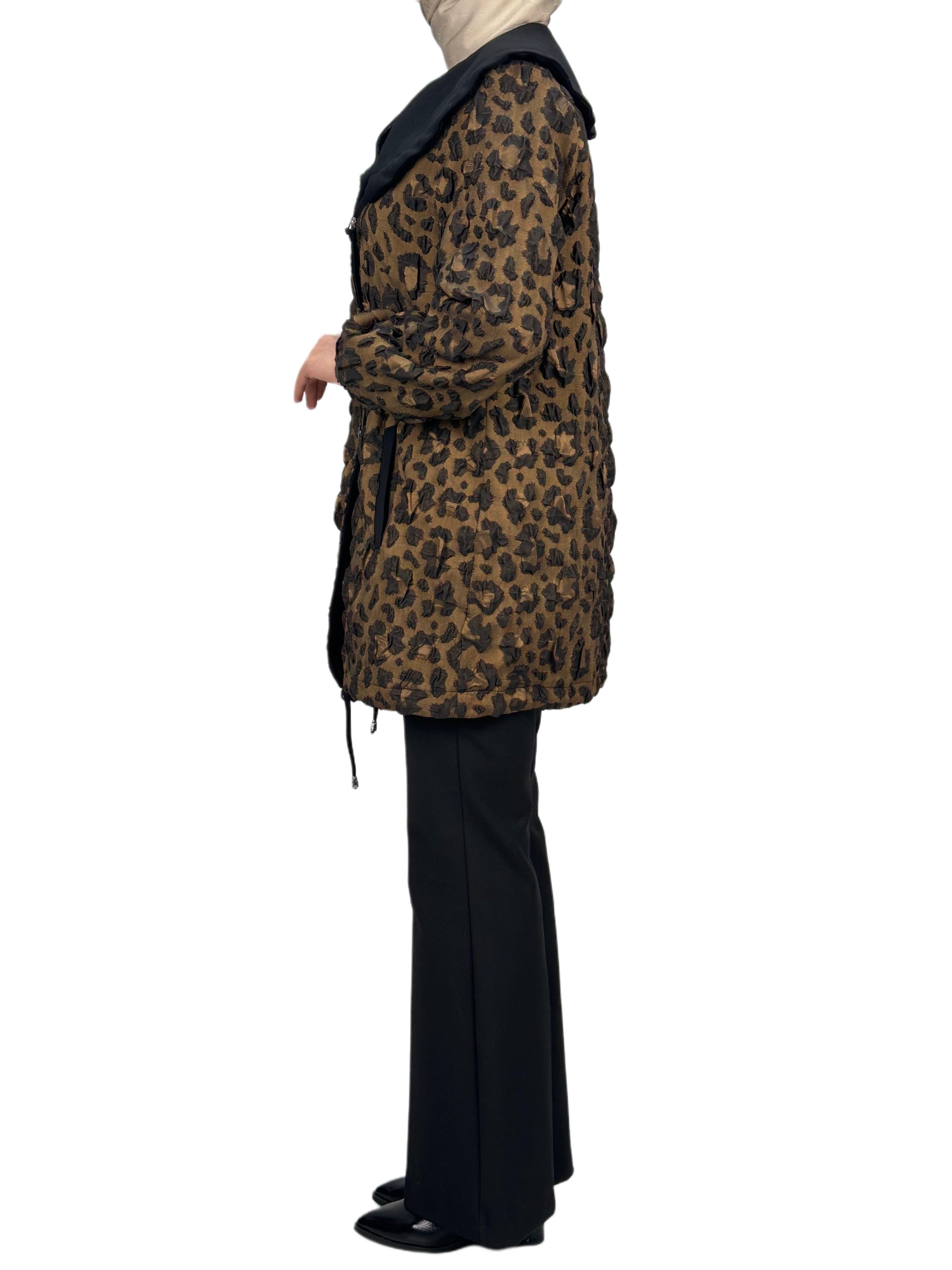 Orhan Store Leopar Detaylı Ceket Siyah-Bej OTW1130