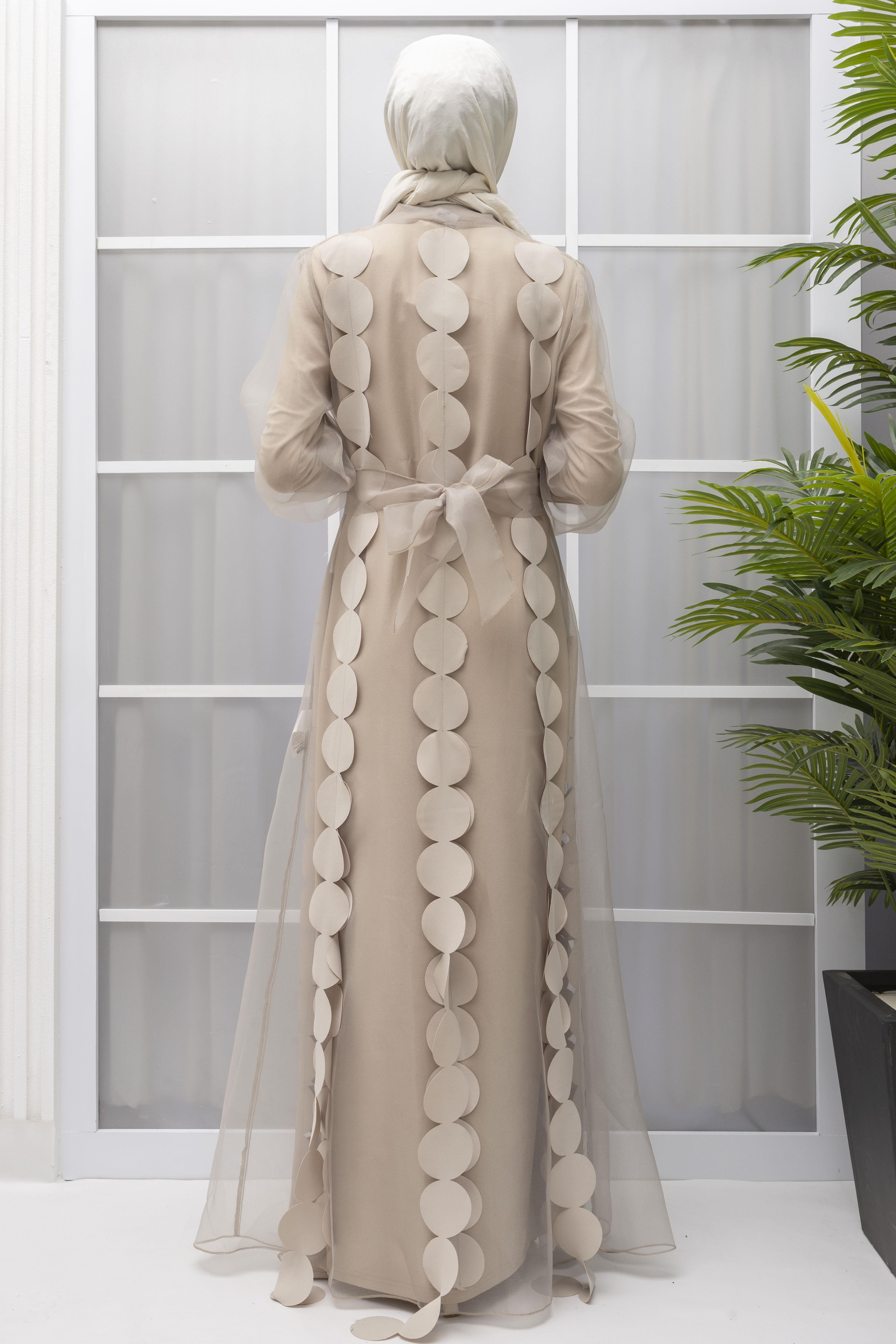 Orhan Store Organze Abayalı Takım Bej OTW1871