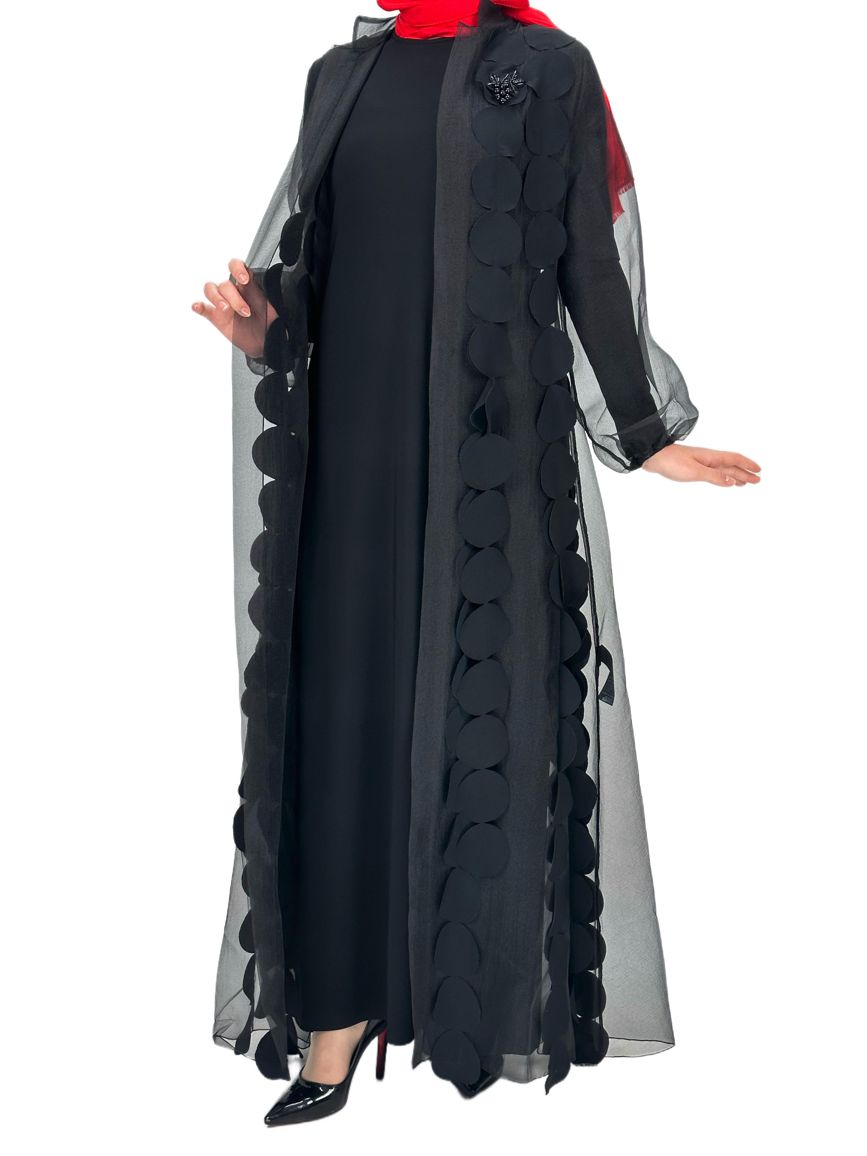 Orhan Store Organze Abayalı Takım Siyah OTW1871