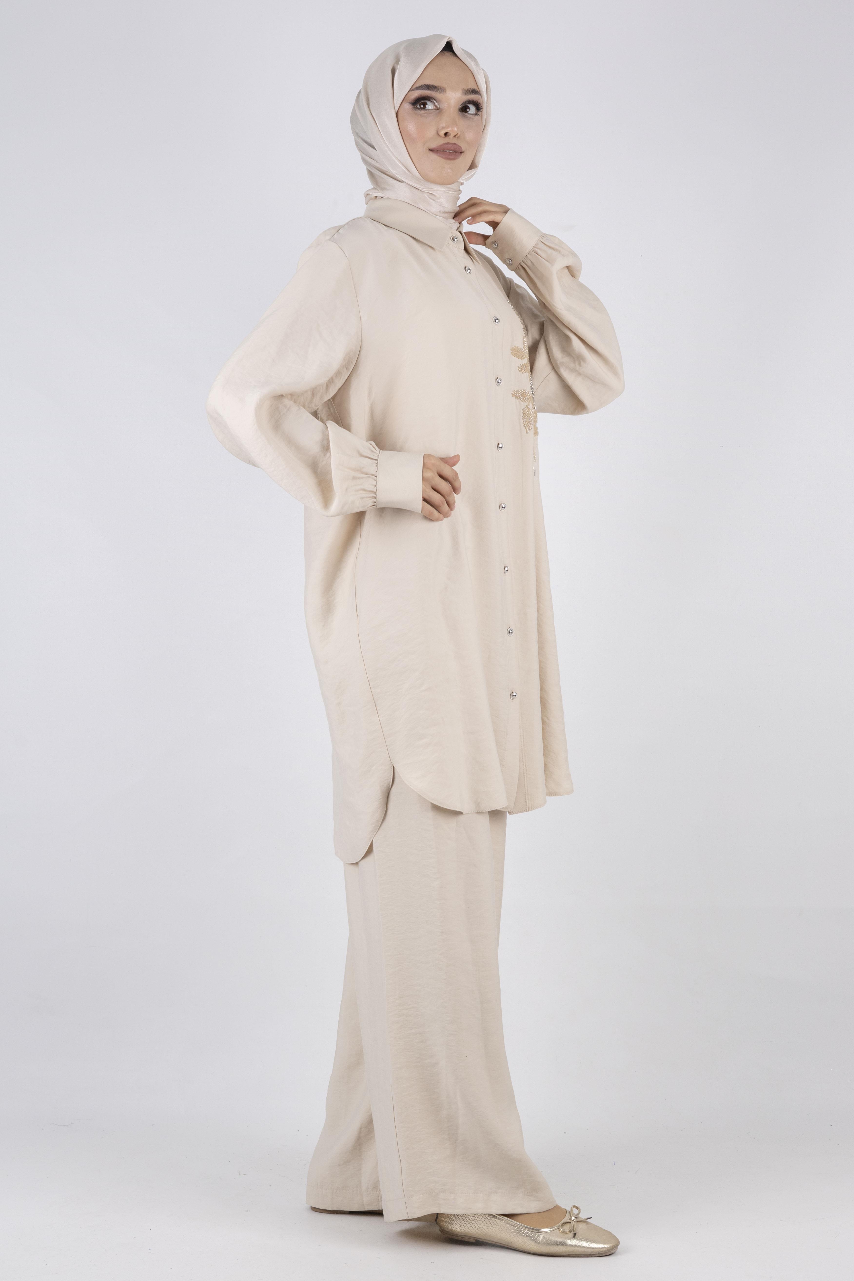 Orhan Store Pantolonlu Takım Bej OTW2496