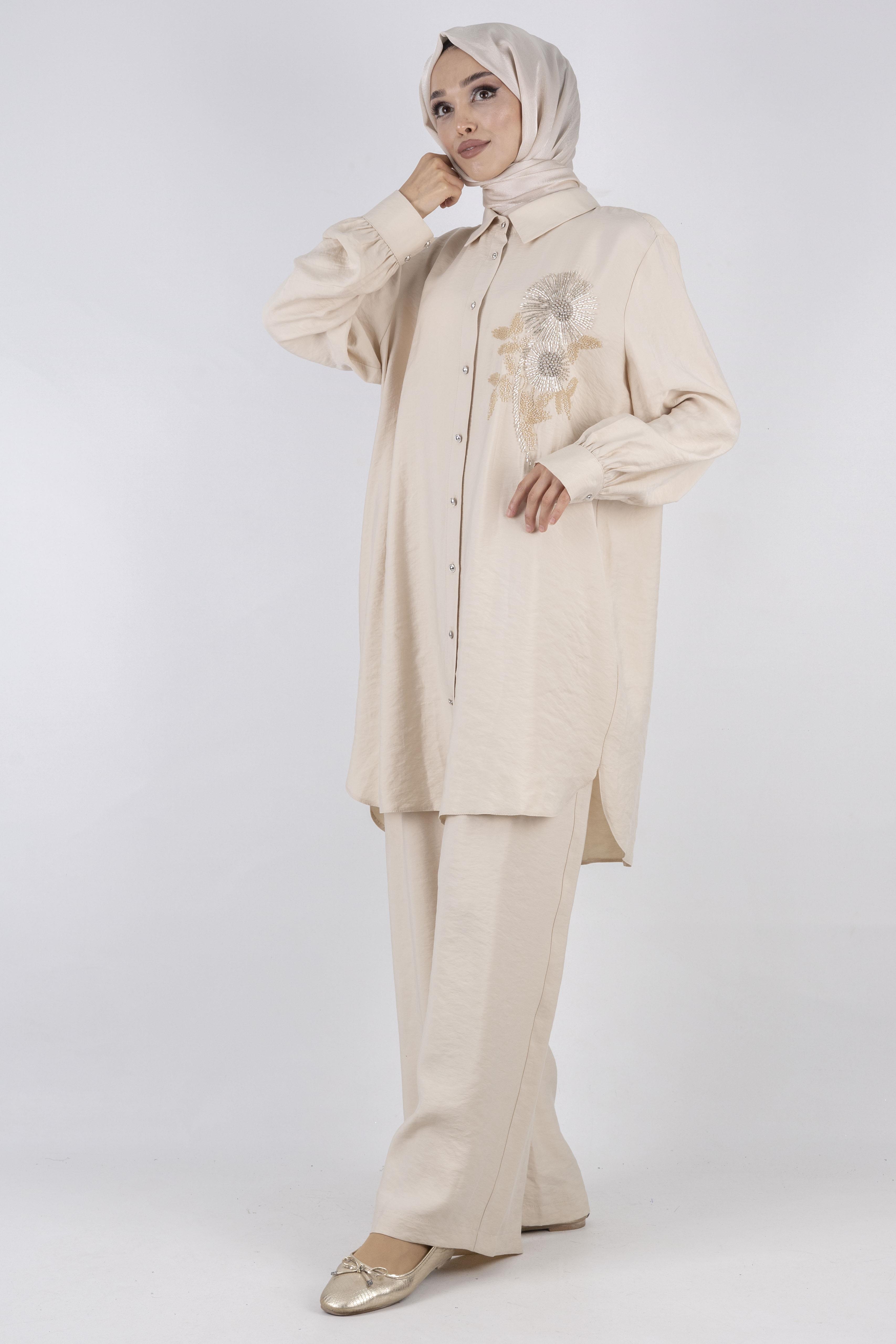 Orhan Store Pantolonlu Takım Bej OTW2496