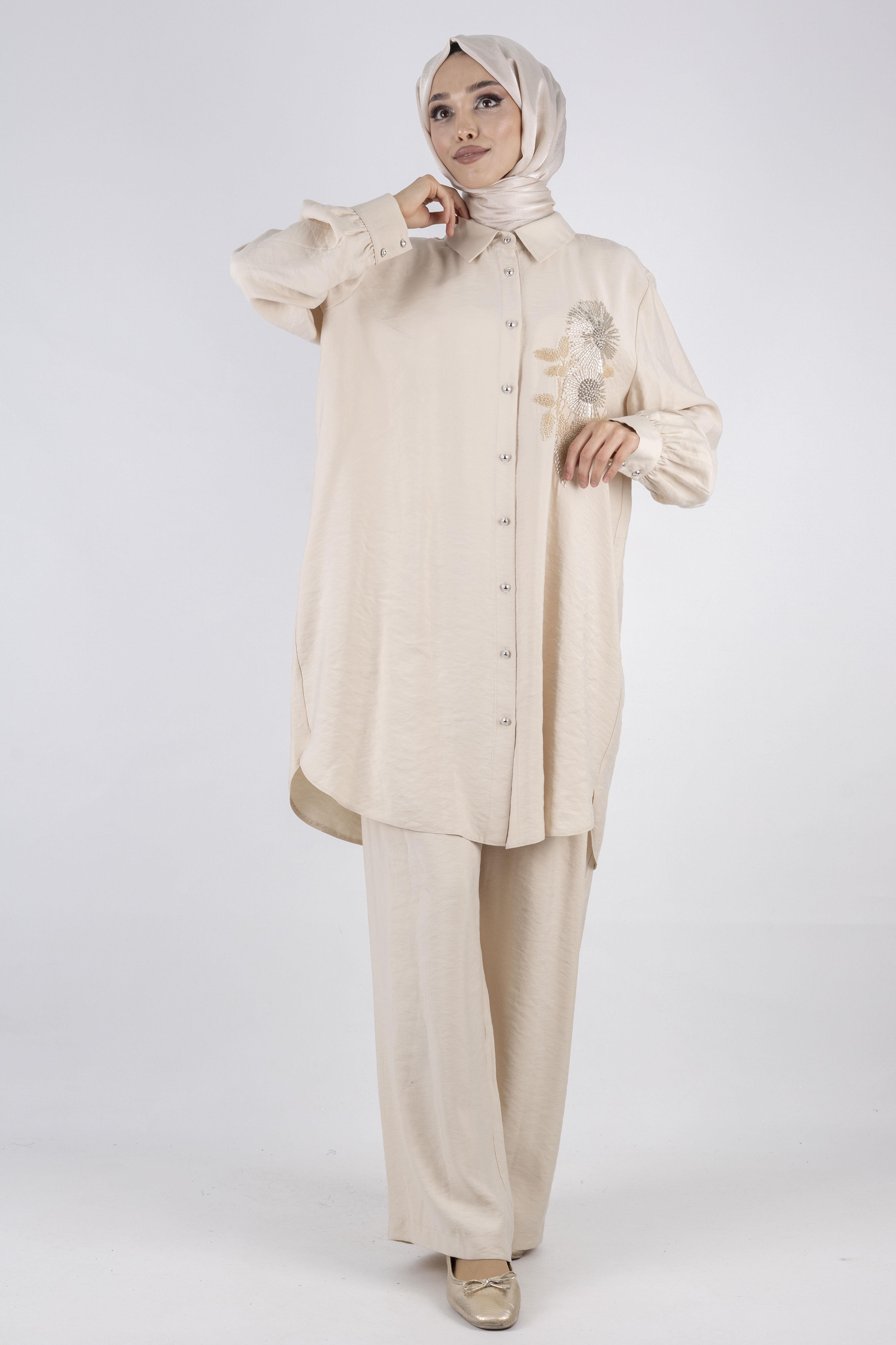 Orhan Store Pantolonlu Takım Bej OTW2496