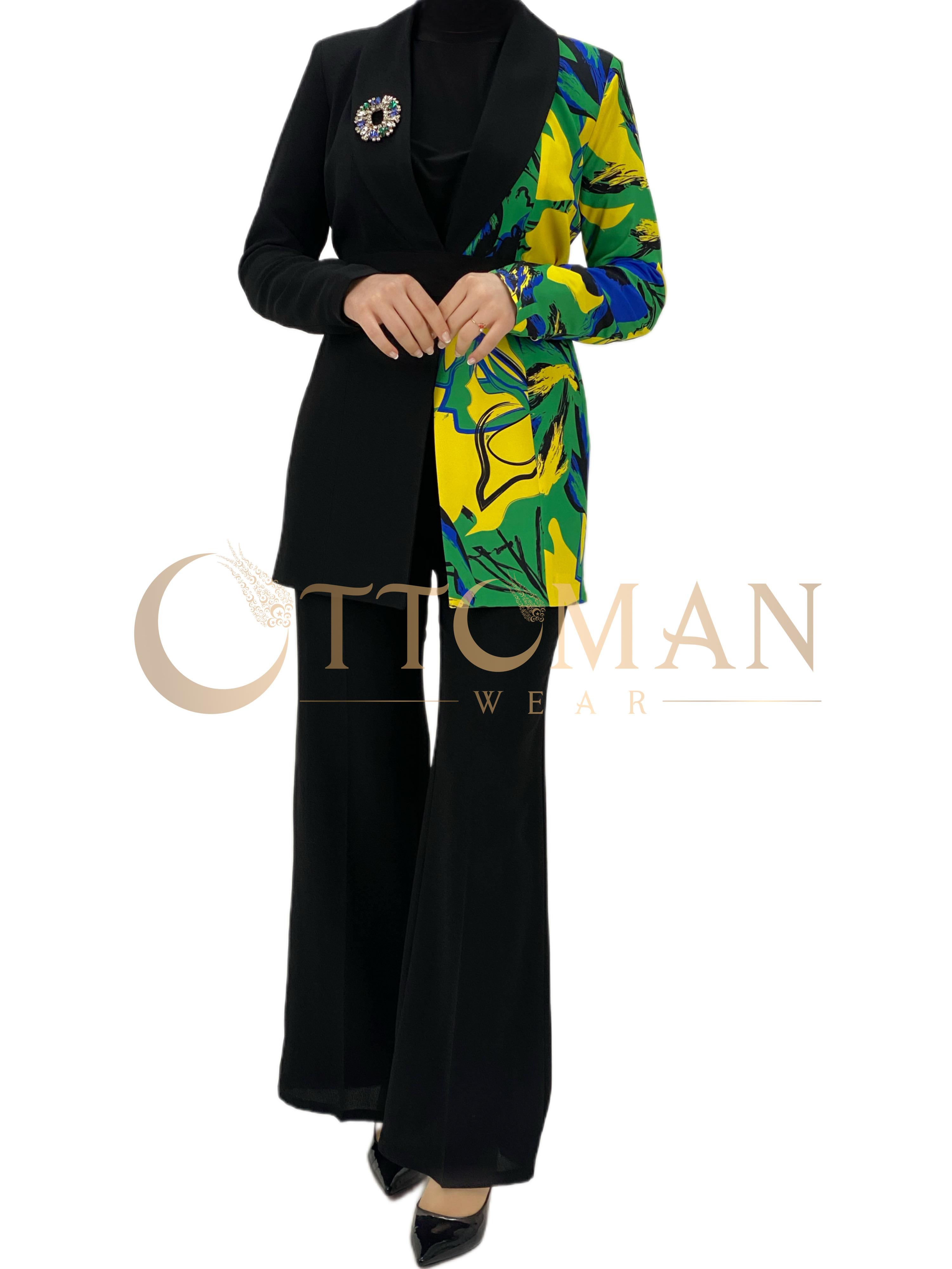 Orhan Store Pantolonlu Takım Siyah-Sarı OTW1776