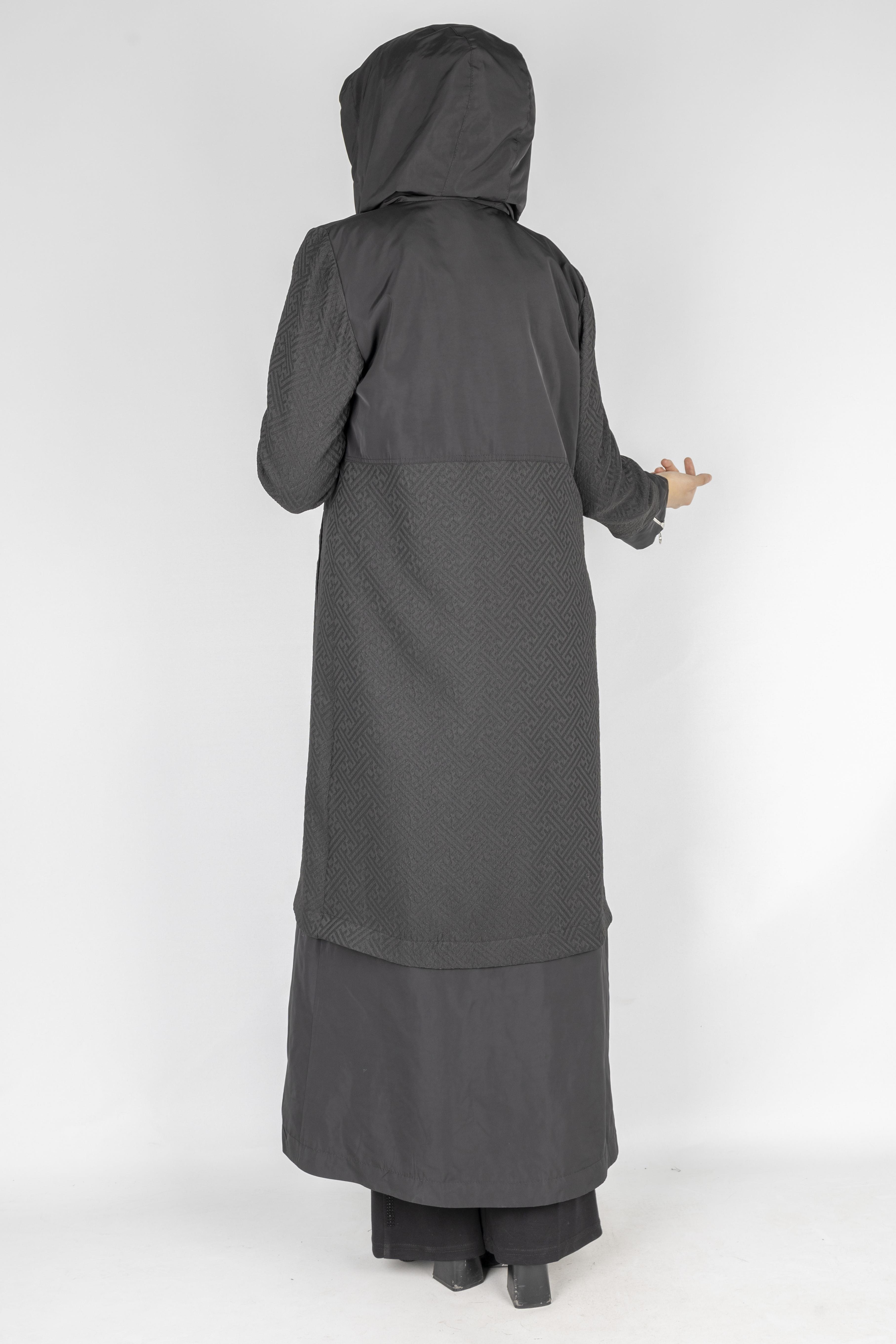 Orhan Store Paraşüt Kumaş Kapüşonlu Fermuarlı Kap Siyah OTW1633