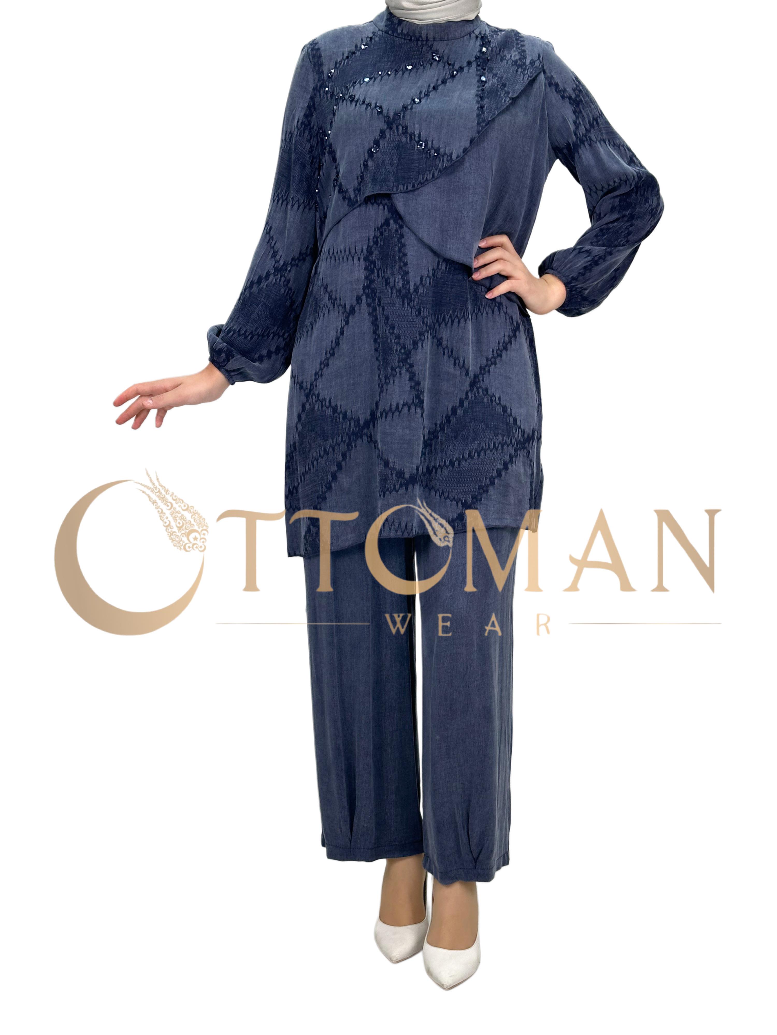 Orhan Store Qupra Pantolonlu Takım Lacivert OTW2233