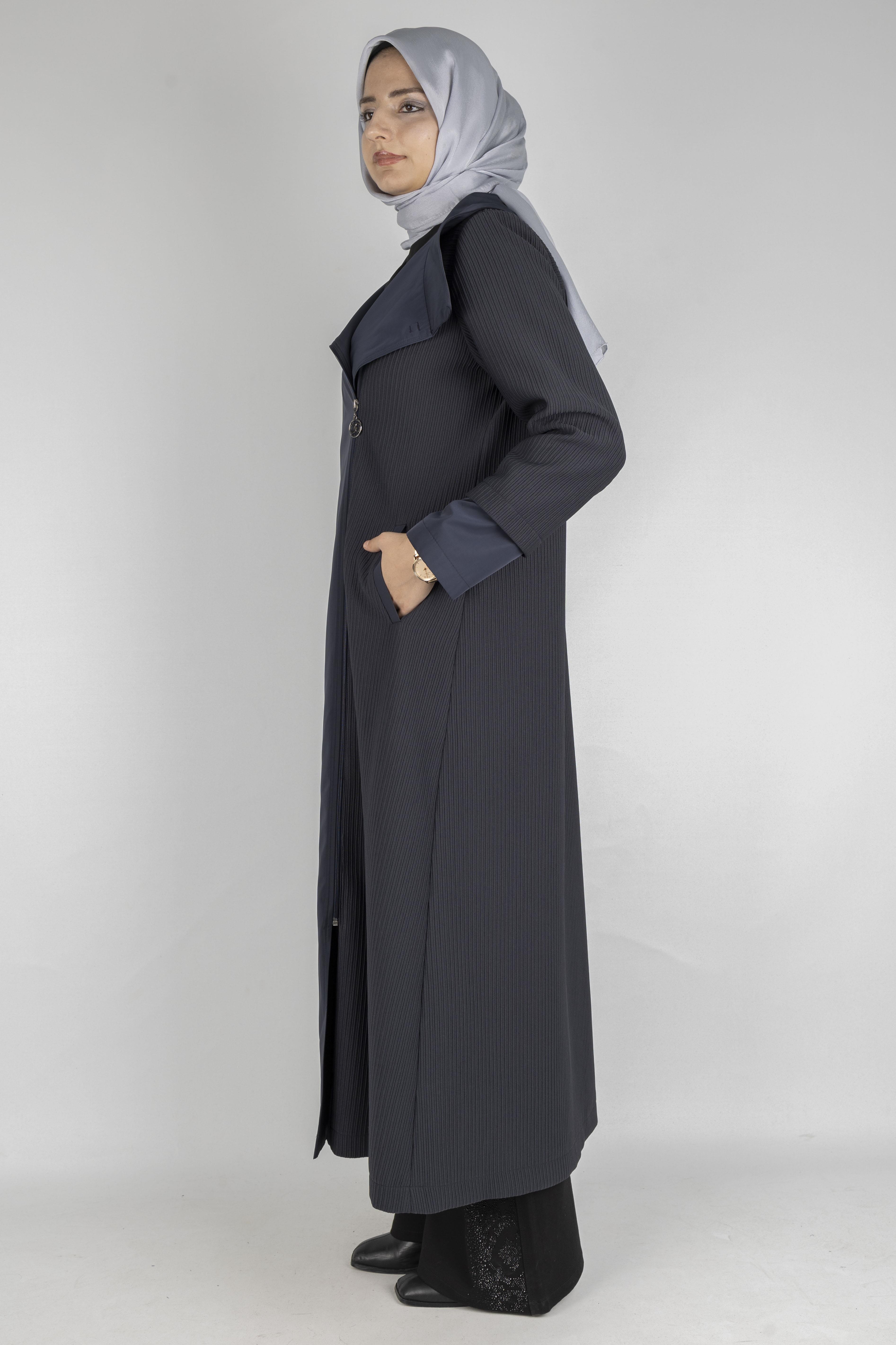 Orhan Store Şal Yaka Mevsimlik Uzun Kap Lacivert OTW1584