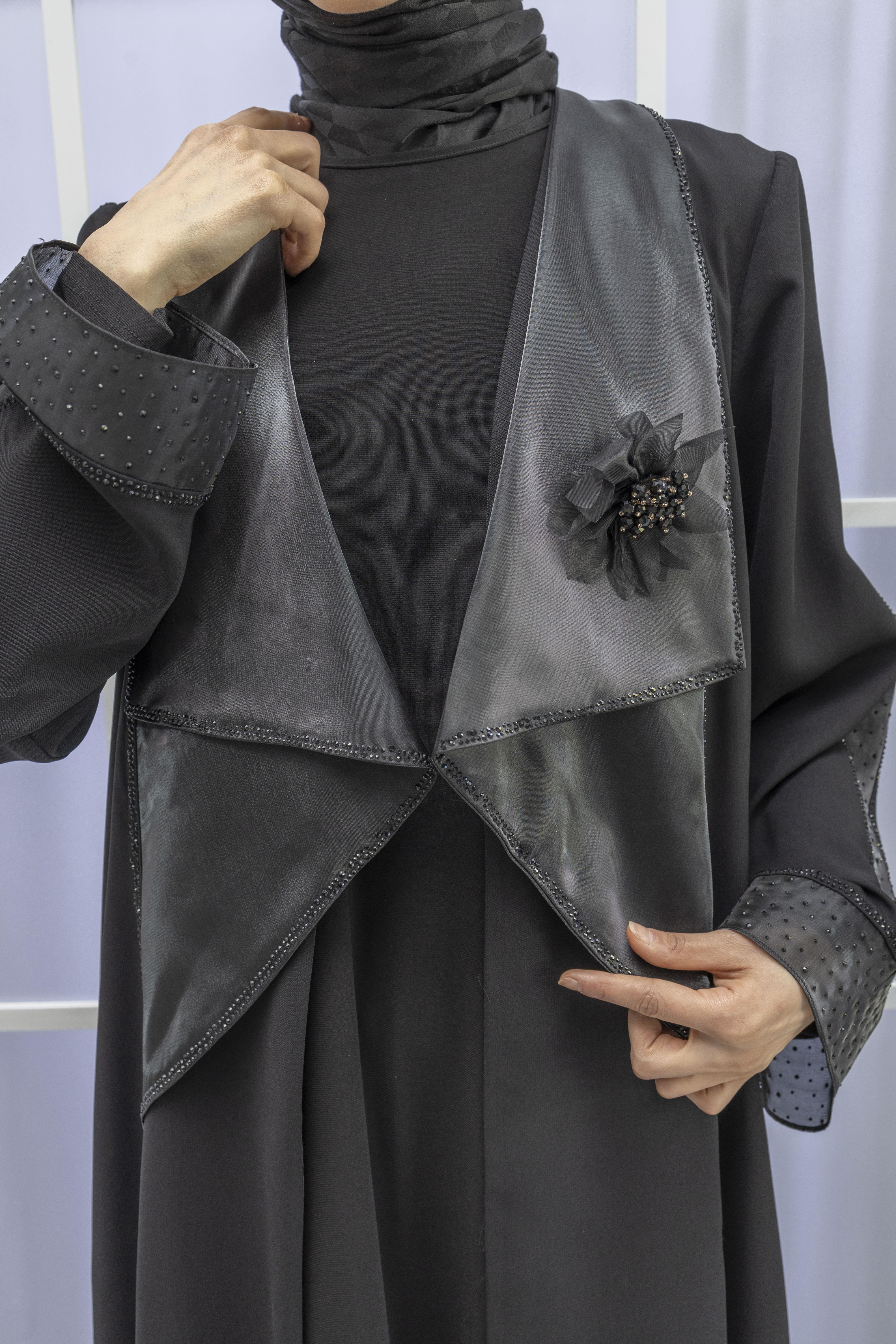 Orhan Store Şık Abayalı Takım Siyah OTW2372