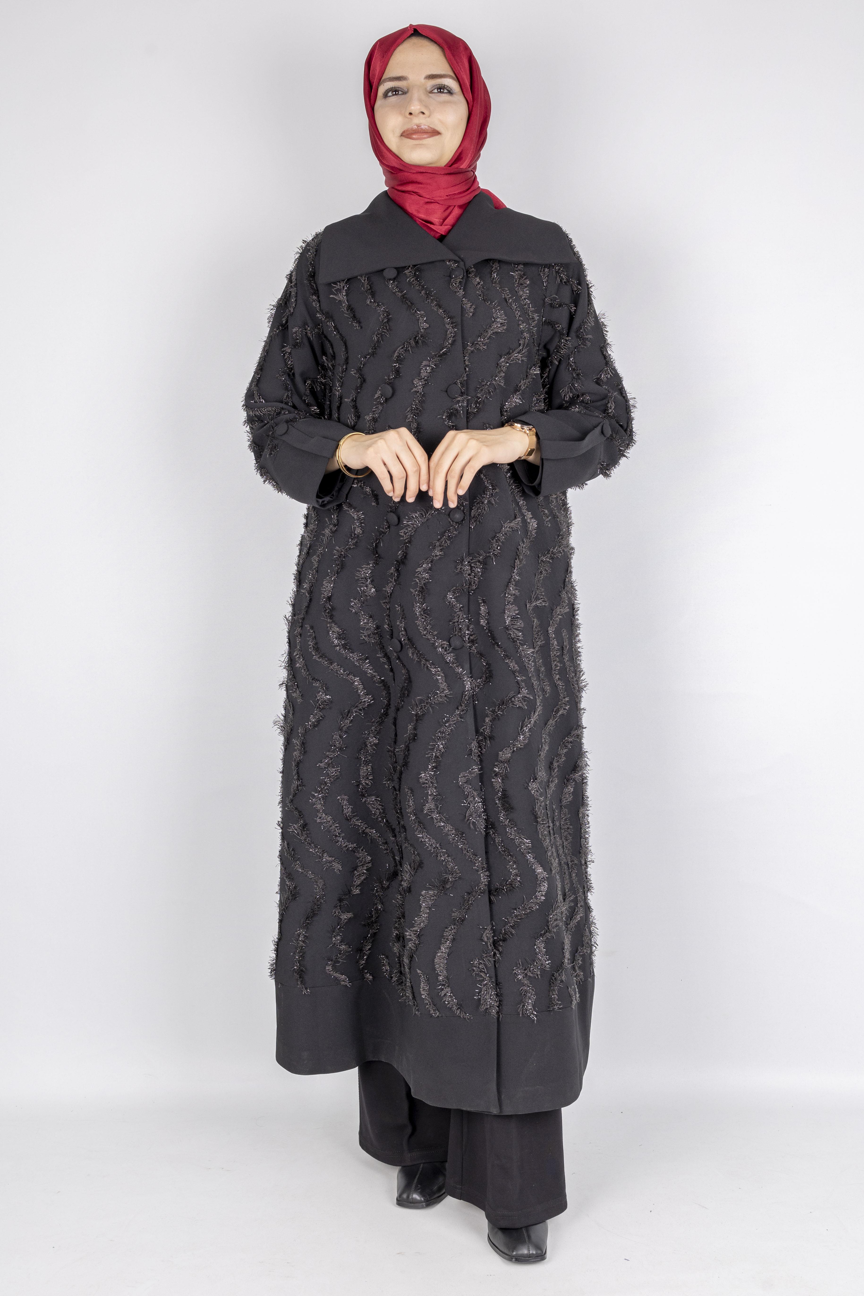 Orhan Store Şık Püskül Tasarımlı Tesettür Kap Siyah OTW1591