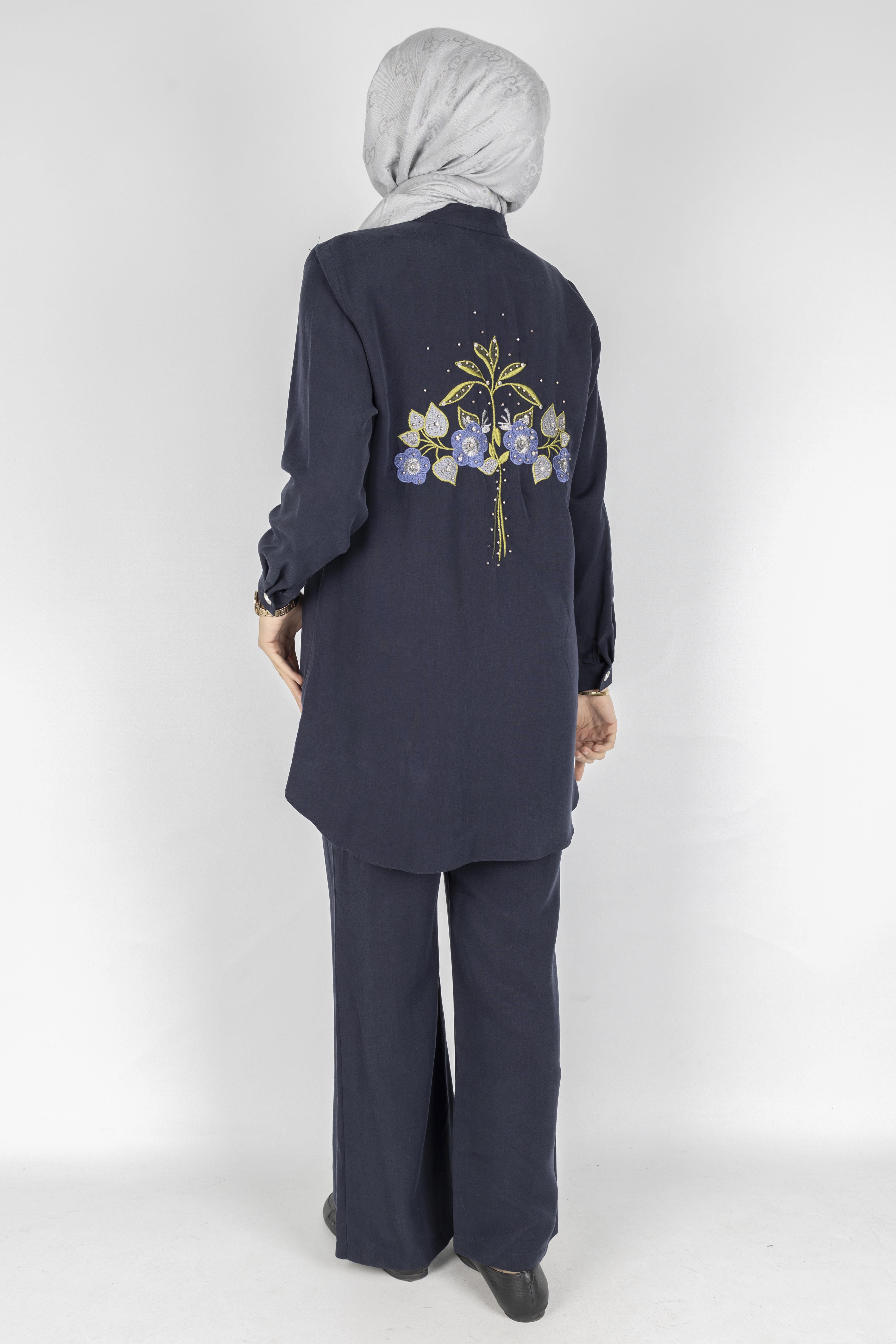 Orhan Store Taş Kapak Cepli Fermuarlı Takım Lacivert OTW2714