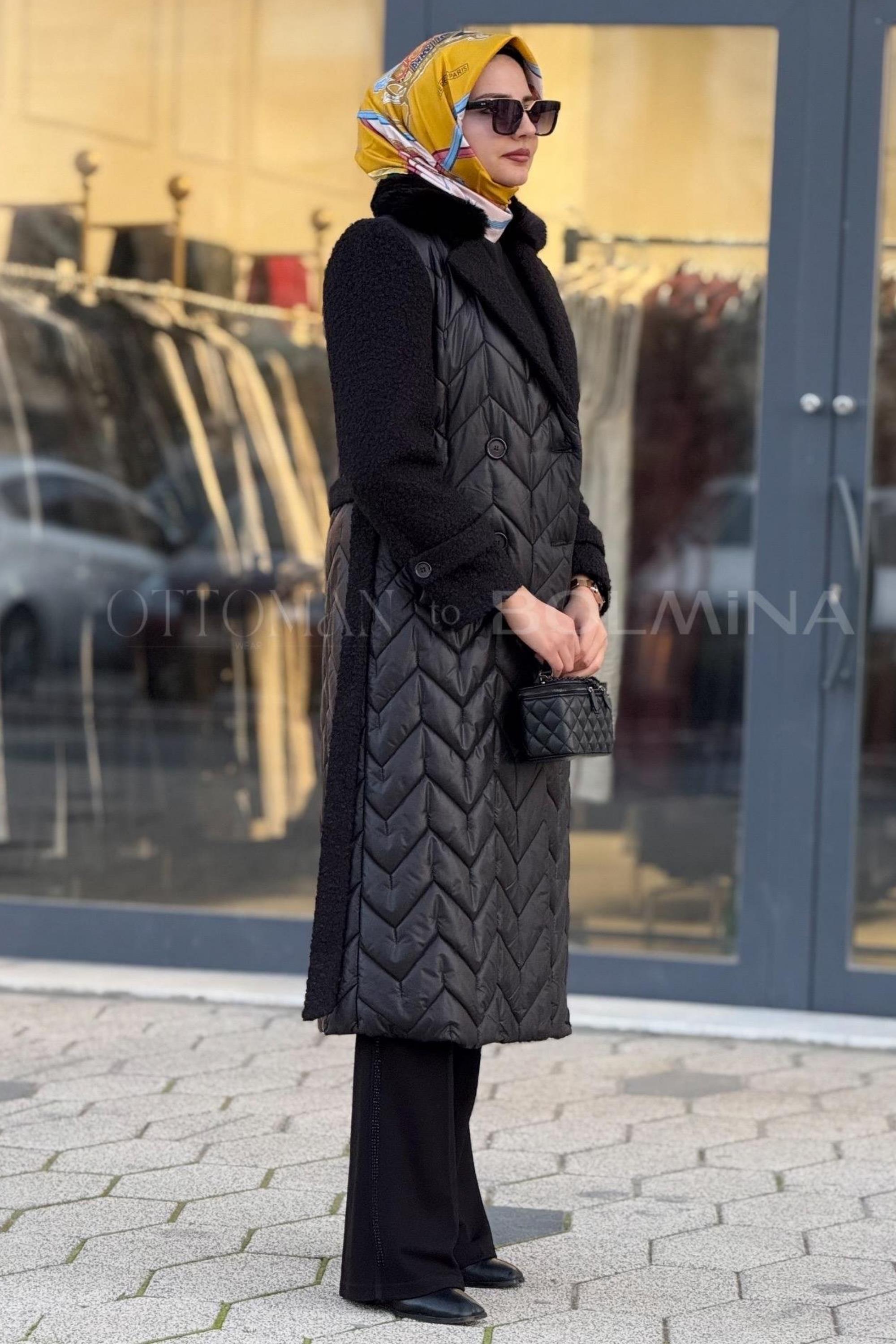 Orhan Store Tüylü Kaban Siyah OTW1080