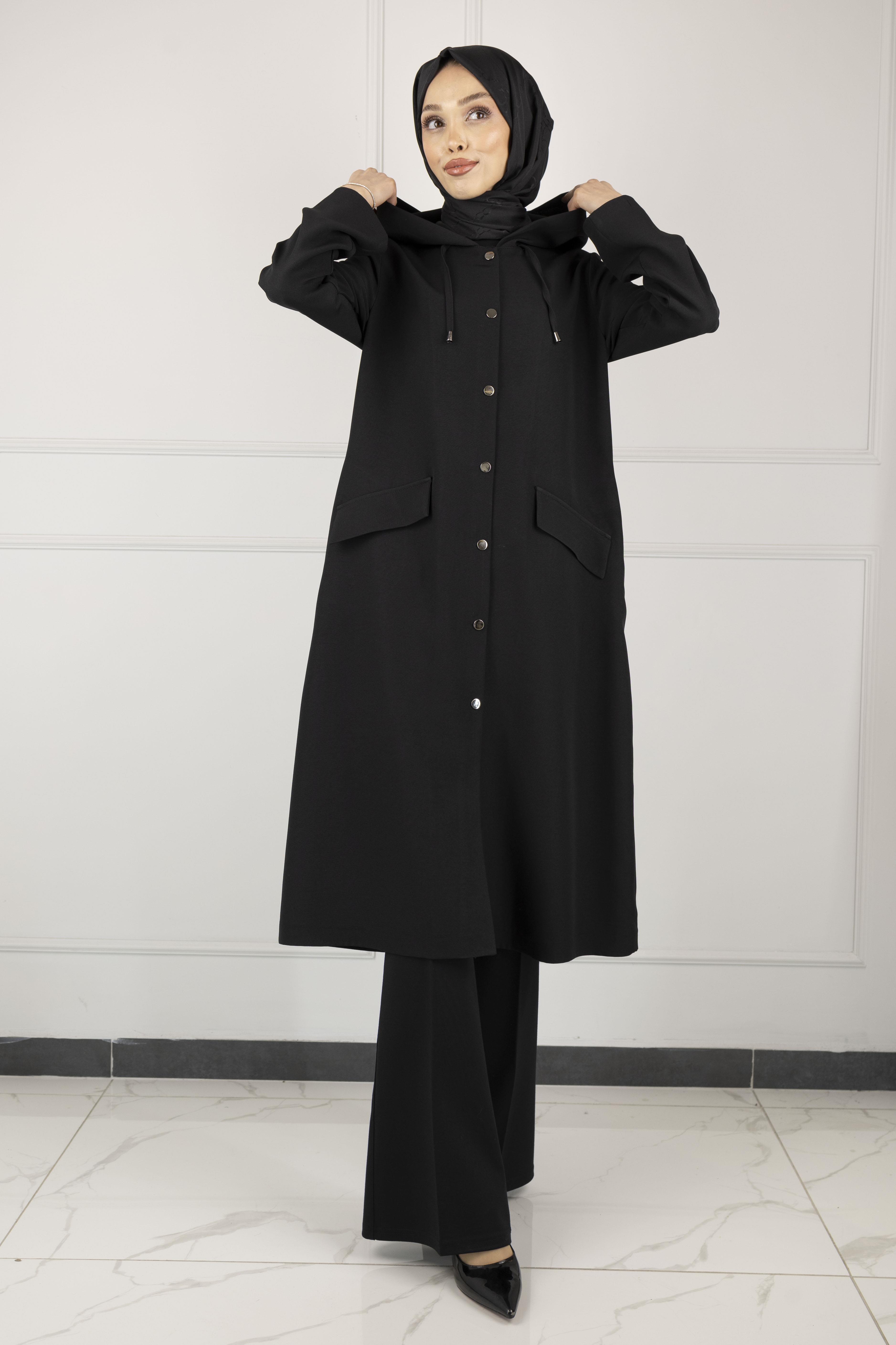 OTTOMAN Kapüşonlu Spor Kap Siyah OTW5179